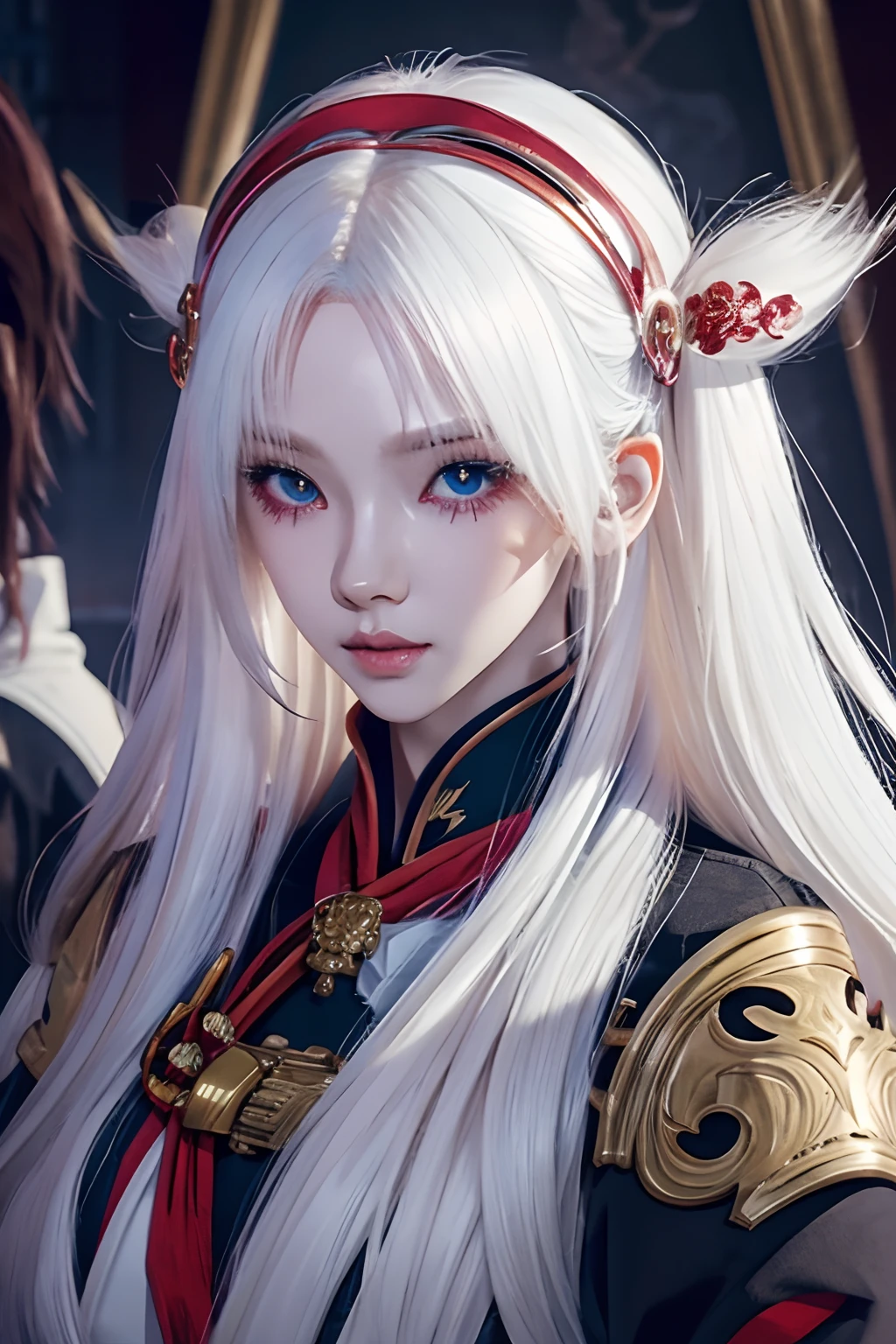 a close up of a woman with long hair wearing a costume, white haired deity, onmyoji portrait, detailed digital anime art, female anime character, anime goddess, advanced digital anime art, digital anime art, beautiful alluring anime woman, beautiful anime woman, onmyoji detailed art, stunning anime face portrait, anime character, anime woman, extremely detailed artgerm, eye on forehead.