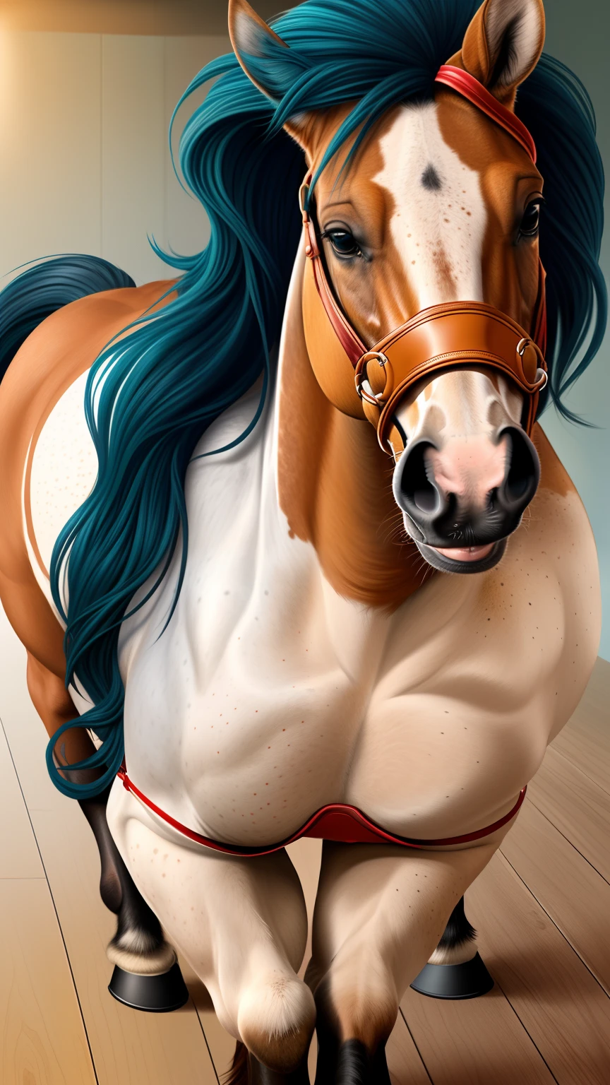 arafed woman with blue hair and green hair, full pov, ((freckled)), ((big freckles)), cute freckles, ((nose freckles)), ((hint of freckles)), ((woman with freckles)), ((shoulder freckles)), ((freckles!!!)), ((freckled arms)), ((back freckles)), ((freckled chest!!!)), ((light cute freckles)), ((sparse freckles)), cartoon horse with a very large breast and a very long tail, gadget hackwrench, version, pov furry art, anthropomorphic mare, lunging at camera :4, anatomically correct vulpine, thick horse tail, bending over, hands and feet turns into hooves, on all four hooves, anthropomorphic mare, horse face, horse legs, on all four hooves)), ((wider hips)), ((woman reposition herself into dog stand)), (hands turns into hooves)), ((feet turns into hooves)), ((horse ears)), ((horse fur growing)), ((horse nose)), blue eyes, ((on hands and feet horse style position)), ((anthro horse)), ((full horse transformation)), (( arms turn into horse legs )), ((legs turns into horse legs)), ((body reshapes into horse body)), ((long horse tail)), ((hair turns into horse maine hair)), ((fluffy)), fluffy woman, ((body fur)), ((animal nose)), muzzle, two-tone fur, gaze at the viewer, half-closed eyes, 1girl, solo, full body, (masterpiece:1.21), (best quality:1.2), (illustration:1.2), (cinematic lighting:1.3), ((detailed fur)), balanced coloring, global illumination, ray tracing, good lighting, center focus, a cartoon picture of a girl riding a horse, furraffinity, milf, she is attracting lightnings, comic panels, furry brown body