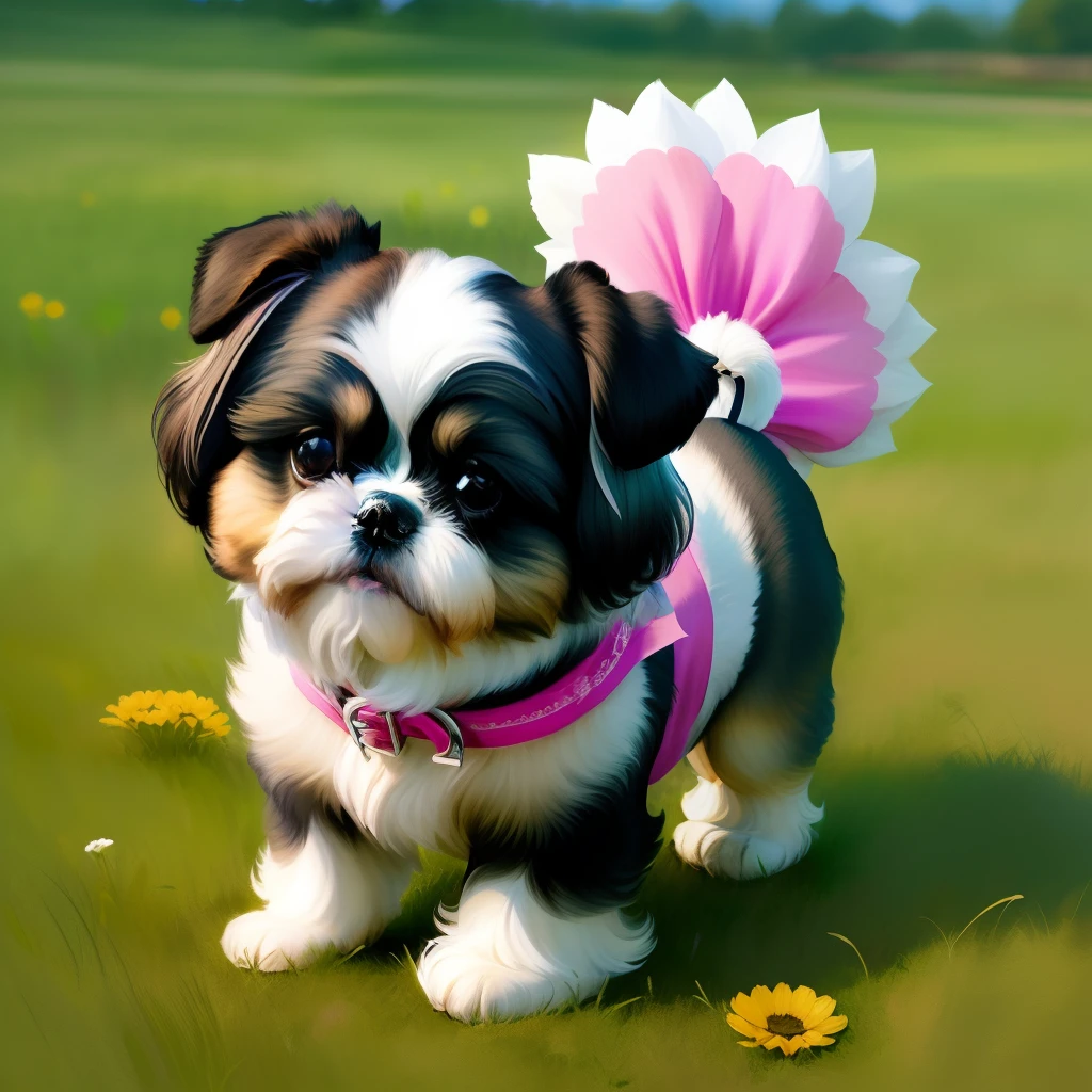 Shih tzu ruban fleur