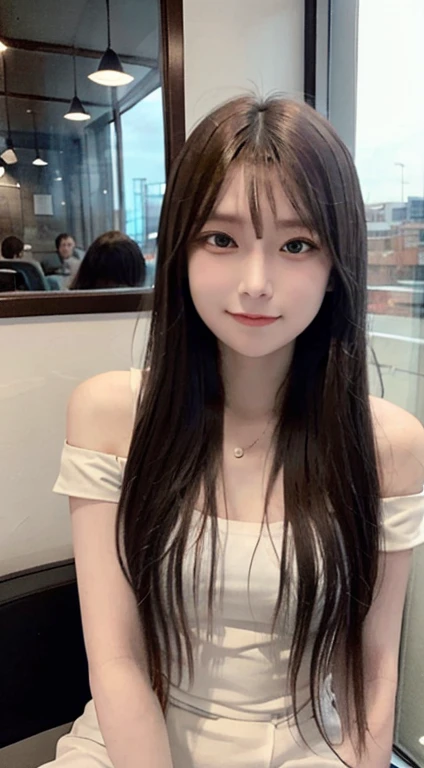 (masutepiece, Best Quality:1.2), 8K, 15yo student, 85 mm, Official art, Raw photo, absurderes, White dress shirts, Pretty Face, close up, Upper body, violaceaess, gardeniass, Beautiful Girl,Cat costume,, Cinch West, thighs thighs thighs thighs, Short sleeve, Afternoon coffee shop,Sit in a chair by the window, Looking at Viewer, No makeup, (Smile:0.4), Film grain, chromatic abberation, Sharp Focus, face lights, clear lighting, Teen, Detailed face, Bokeh background,