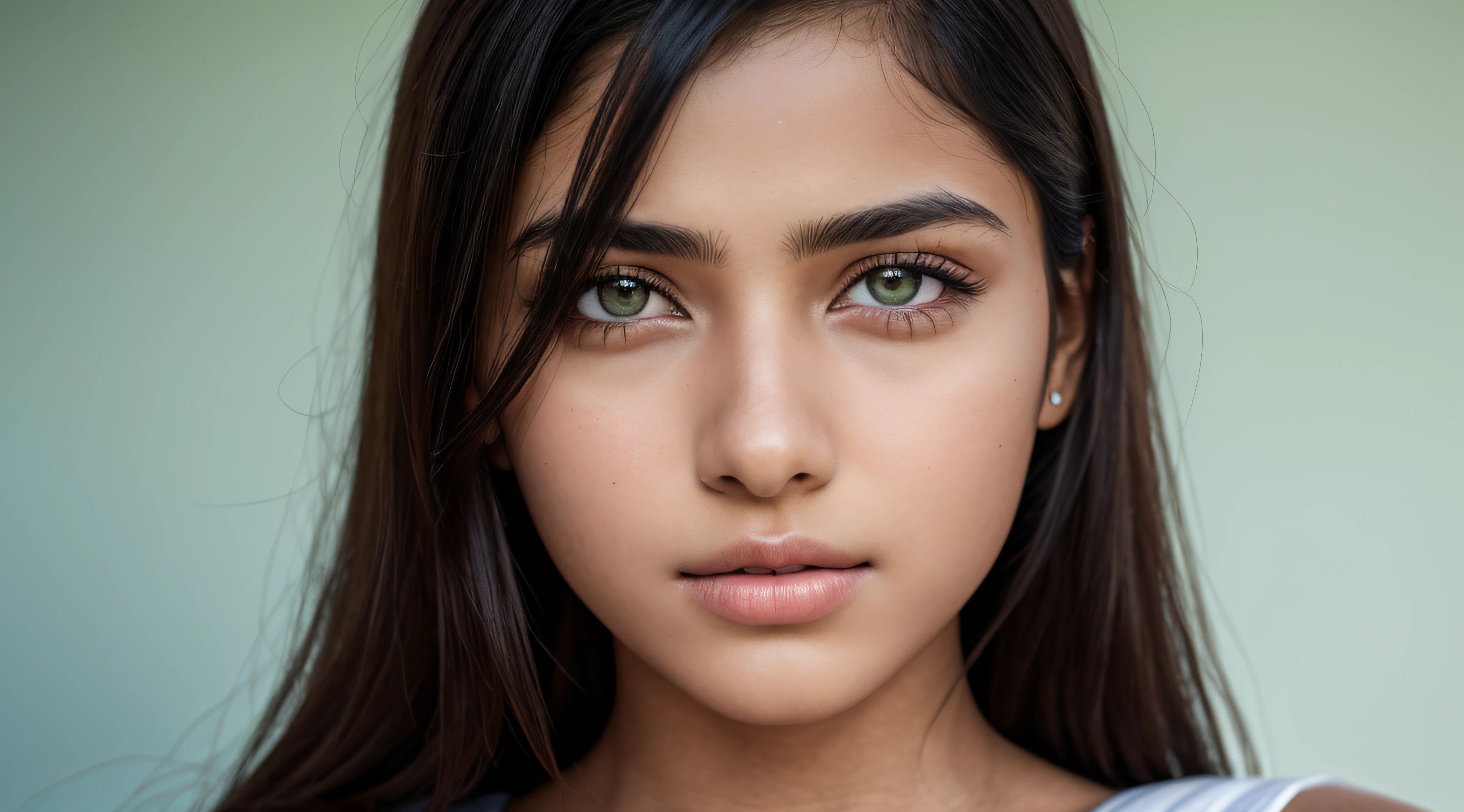 (masterpiece), best quality, expressive eyes, perfect face, 1girl, look at viewer, (16 year old Indian girl), wearing Indian school dress, big breast, ((cleavage)), small waist with visible navel, green eyes, long hair, nsfw, sexy V-neck uniform, photorealistic, cinematic lighting, ((youthful, innocent expression)), ((casual posture)), ((beautiful hands)), ((classroom)), sitting on a bench. Hyper realistic beautiful girl, hyper realistic photography, girl with toned body, with black hair, masterpiece, 8k