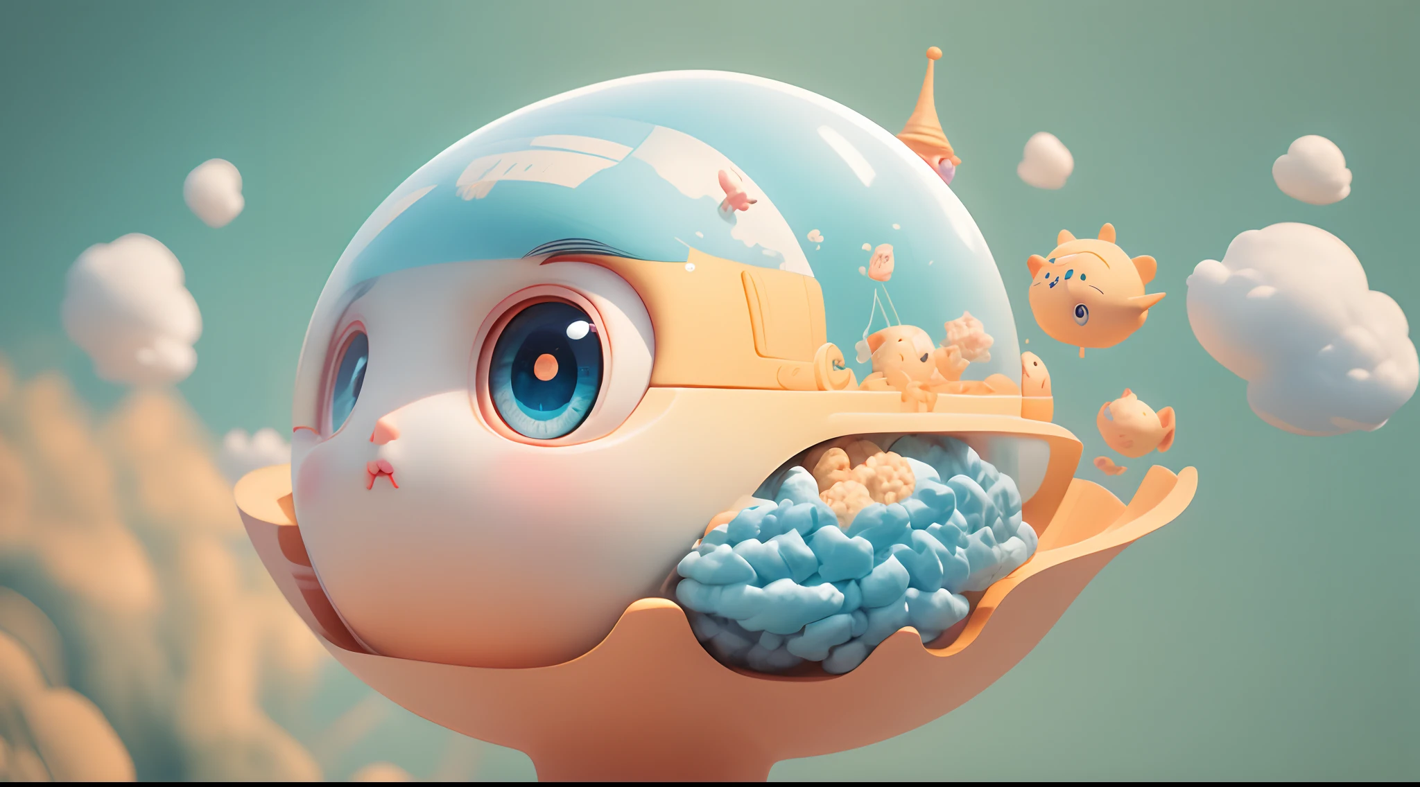 Floating brain with eyes out
