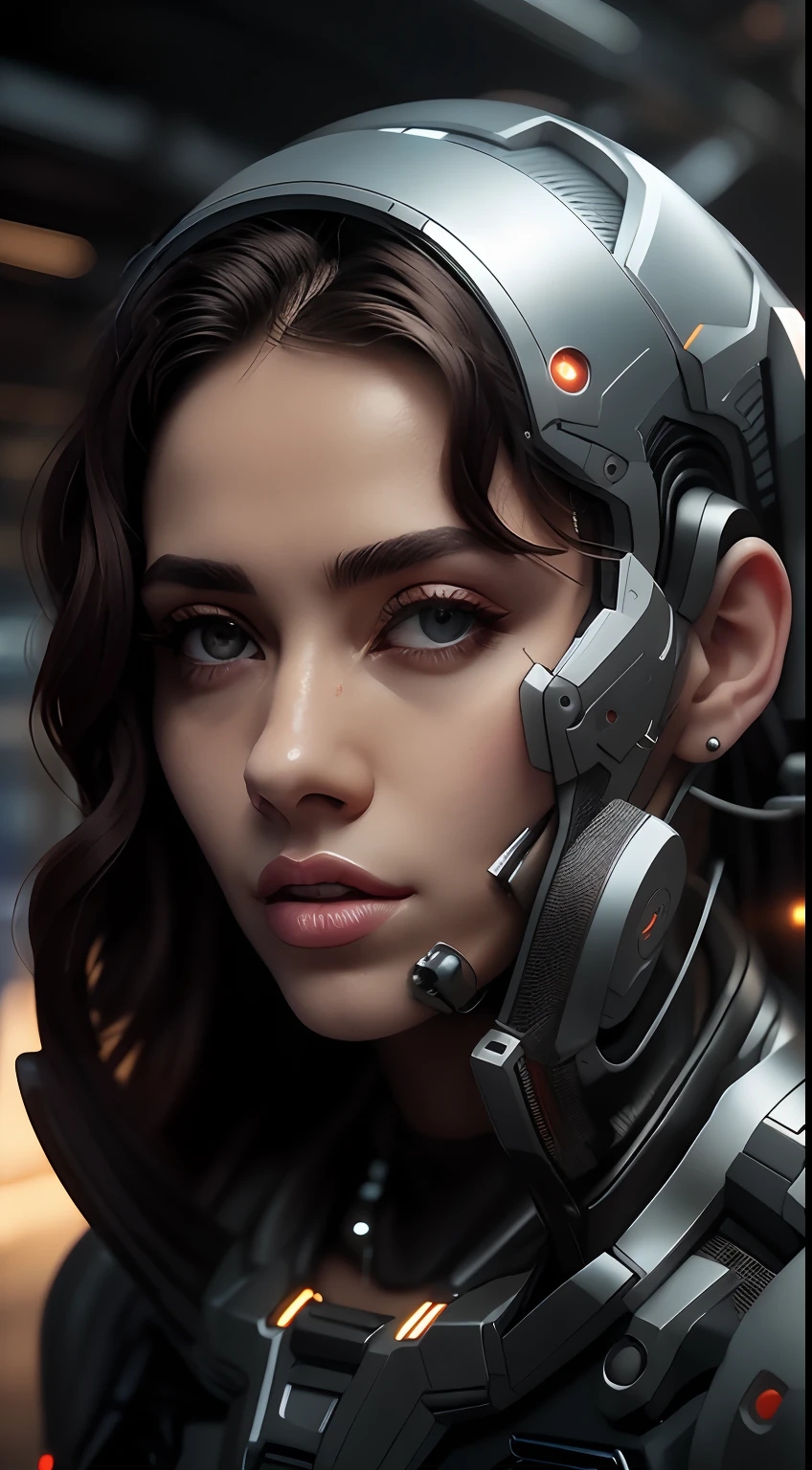 dystopic, [science fiction], Foto colorida RAW de alto detalhe, Tiro completo, frontal angle, de (Beautiful Female Arterial Intelligence, Vestido chemise branco transparente), ao ar livre, standingn, no mirante, Olhando para o extenso horizonte da cidade Cyberpunk), toned physique, Grande, (pale skinned), rosto perFeito, olhar sedutor, (cyber implants:1.2), Laser blade on arm, (Aumenta), (ciborgue:1.1), (Pele detalhada, Podos de Piel Spin), silicone, metal, (altamente detalhado,  Detalhes Finos, intrincado), (lens reflection:0.5), (Flor:0.5), smog, dust, (Badlands:0.8), (observitório:0.7), Rastreamento de raio, specular illumination, proFundidade de campo rasa, FotograFado com uma lente Sony Alpha 1, SE 85 mm, F/2.8, Rigid focus, Filme liso, cinematic still, [Cyberpunk:Orweliano:12]