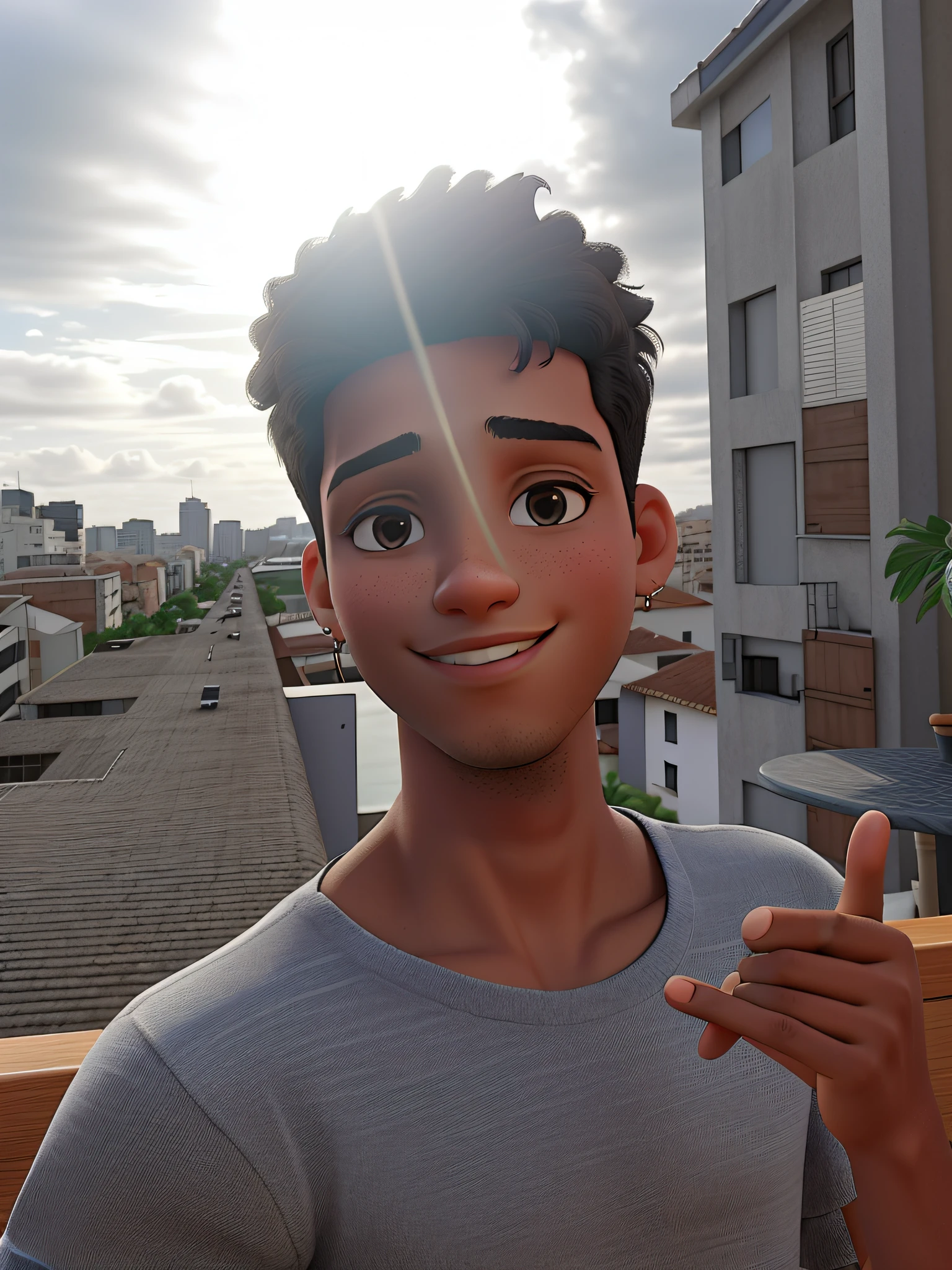 jovem, terrace