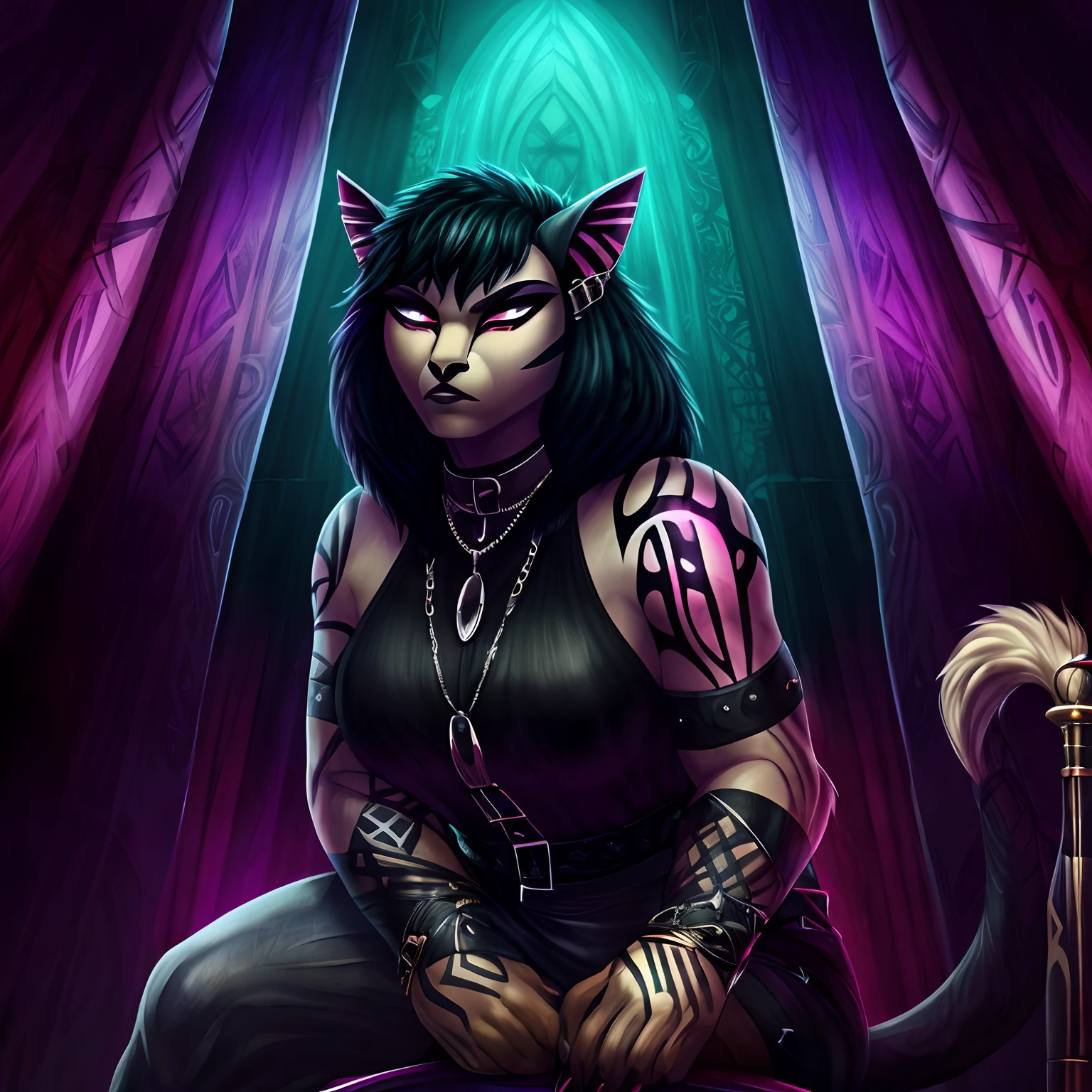 (8k, best quality, masterpiece:1.2),(best quality:1.0), (ultra highres:1.0), Sphinx, goth colors, (ink:1.3), dark and brooding, clothed