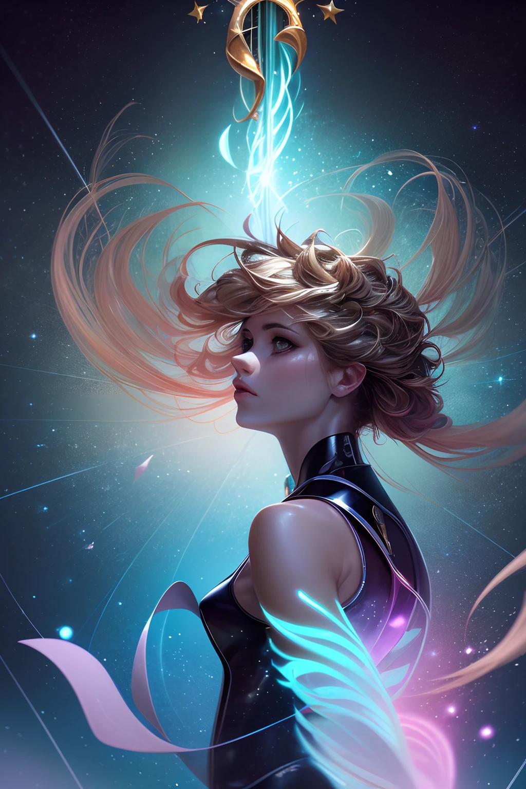 ((La mejor calidad)), ((Obra maestra)), ((realista)), retrato, dark magician gils.
1girl, celestial, Deidad, diosa, light particles, halo, Mirando al espectador,
(bioluminiscente:0.95), Vibrante, Colorido, Color, (resplandeciente, resplandecer),
(beautiful composition), cinematic lighting, intrincado, (Symmetrical:0.5), Caprichoso,