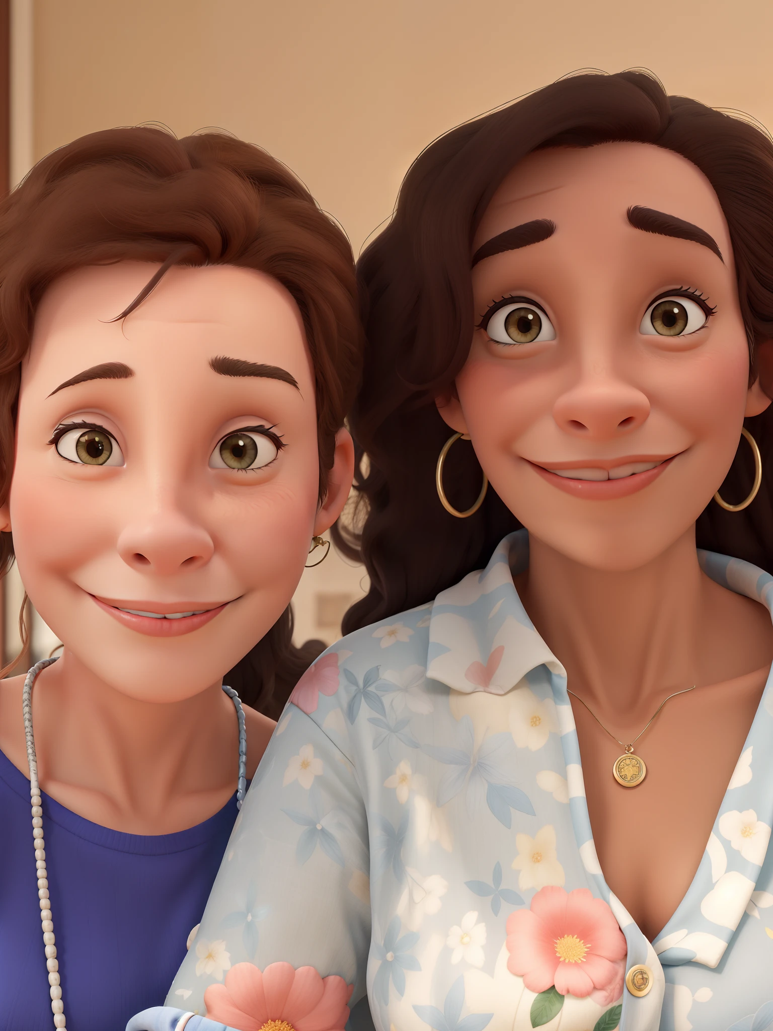 Obra-prima, de melhor qualidade, Mother and daughter in cartoon format. Just the faces