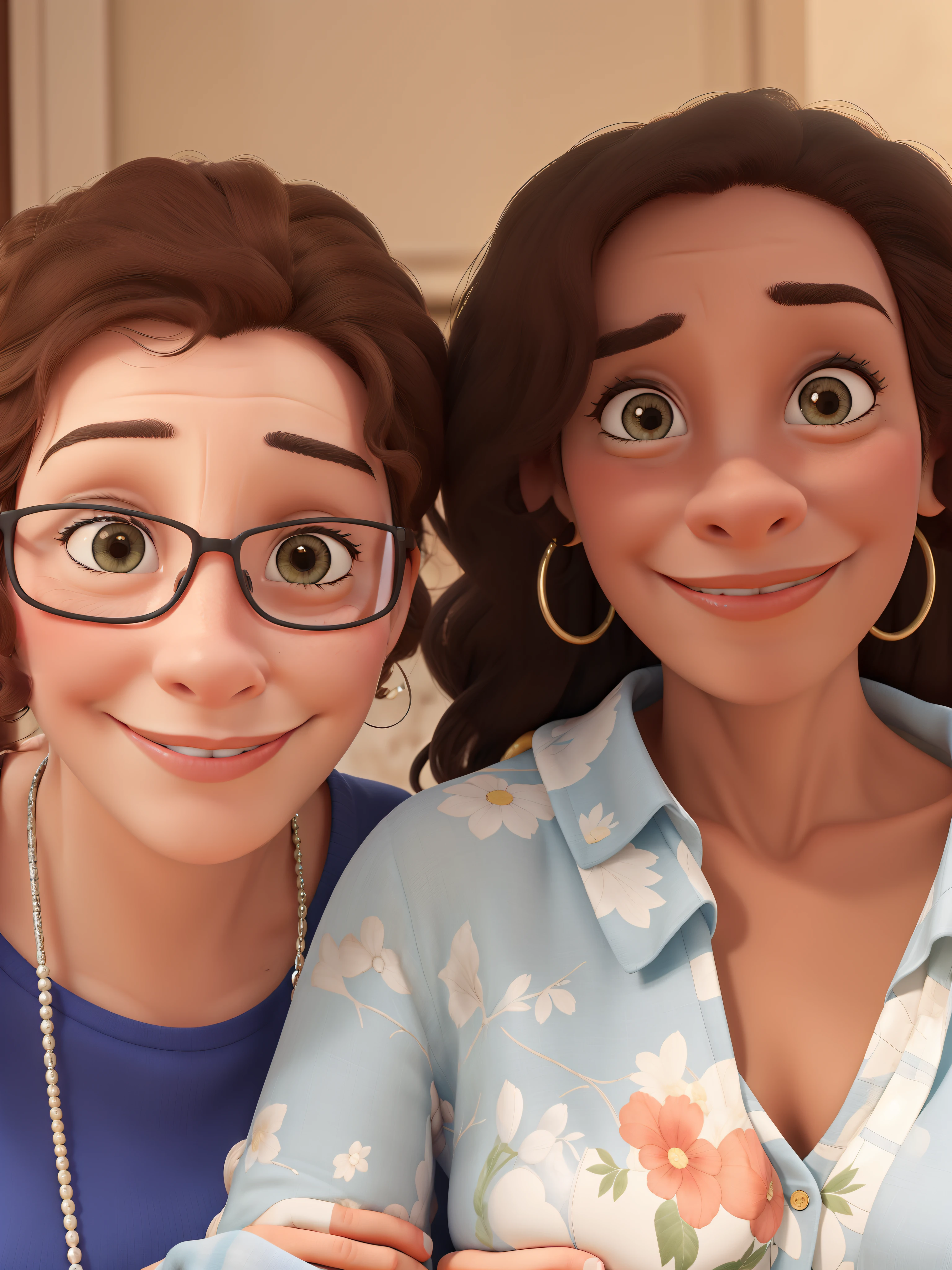 Obra-prima, de melhor qualidade, Mother and daughter in cartoon format. Just the faces