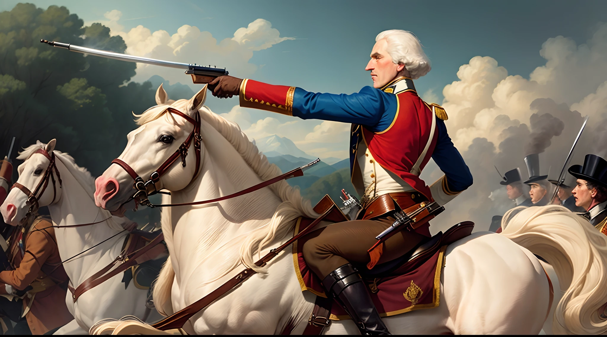 george washington aiming musket at king george 3rd