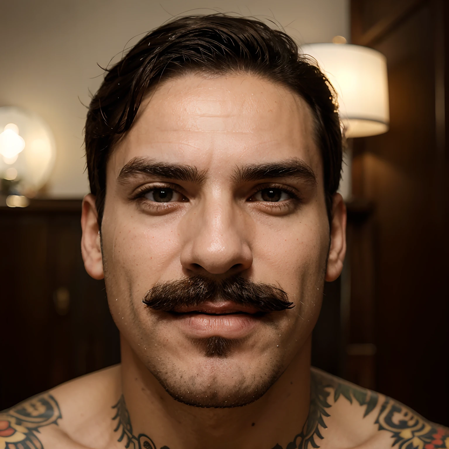 Homem moreno escuro com bigode fino