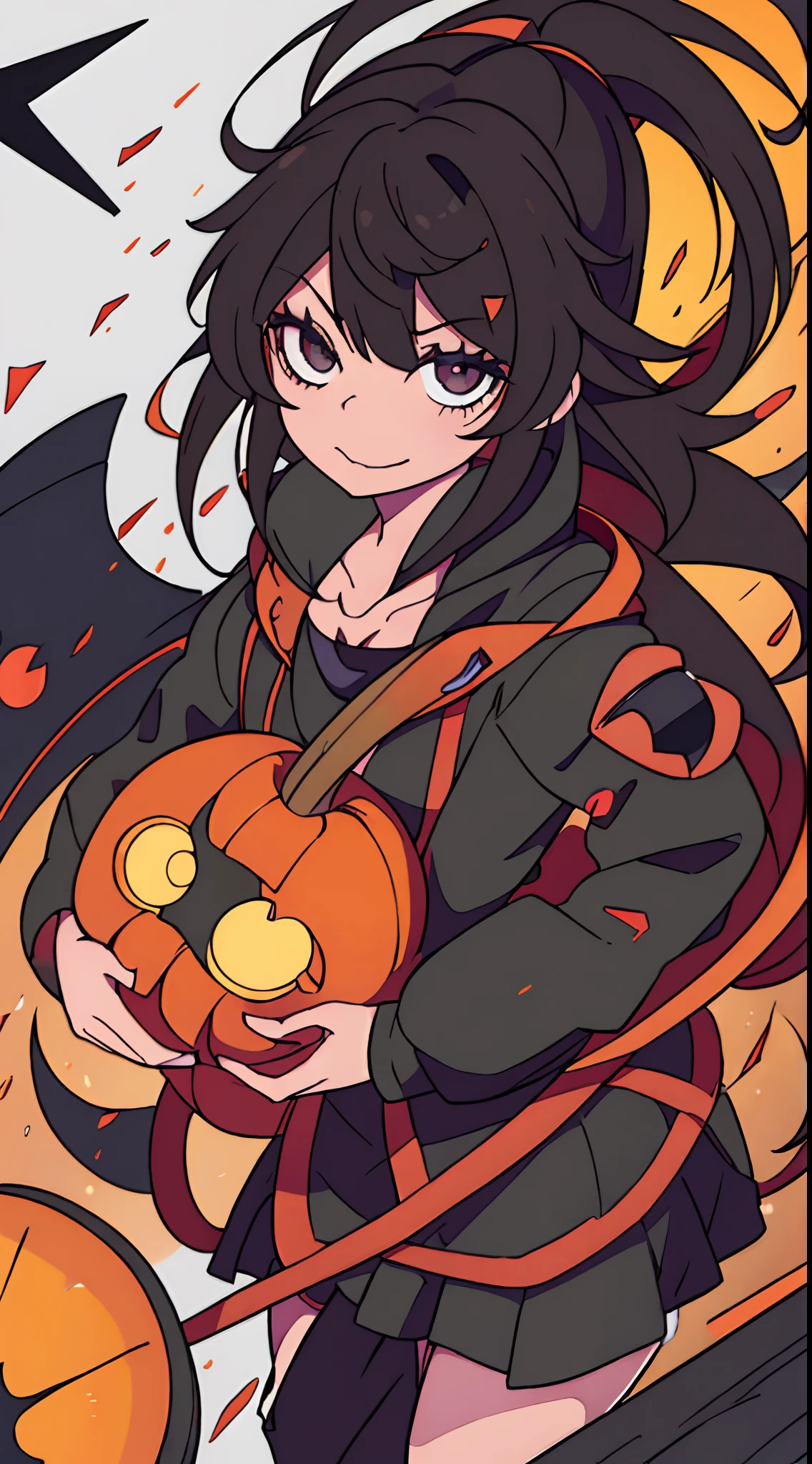 Tanya, menina anime com cabelo preto, In witch's hat holding a pumpkin, Akane Owari Danganronpa, menina bruxa mecanizada, Rias Gremory, Kurisu Makise, estilo de arte guilty gear, demonic anime girl, bruxa anime flertando casting magia, menina bruxa, Miss Fortuna, menina monstro anime, bruxa cowboy bonito, Matoi Ryuko, Abigail Larson