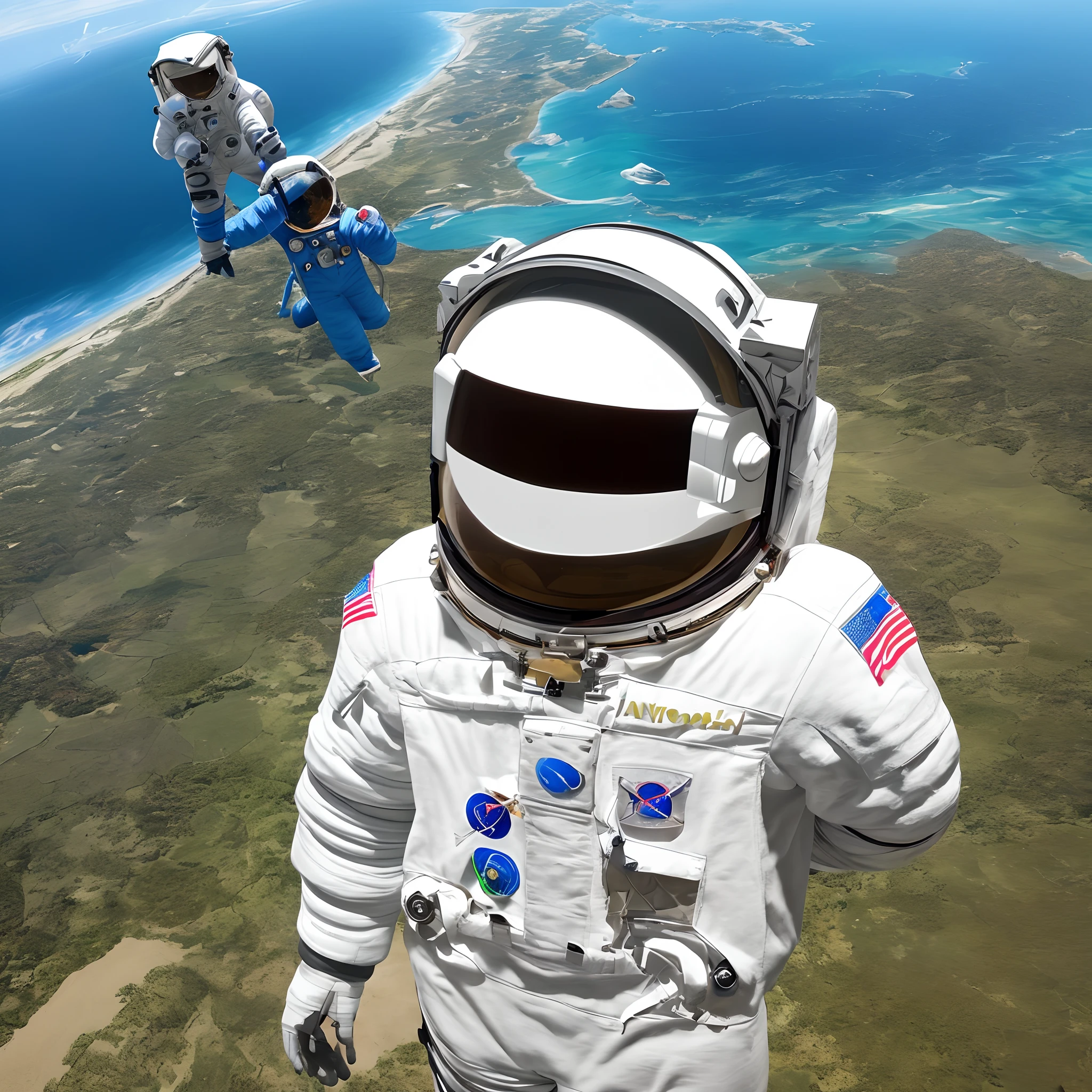 Create an astronaut on a paradise planet