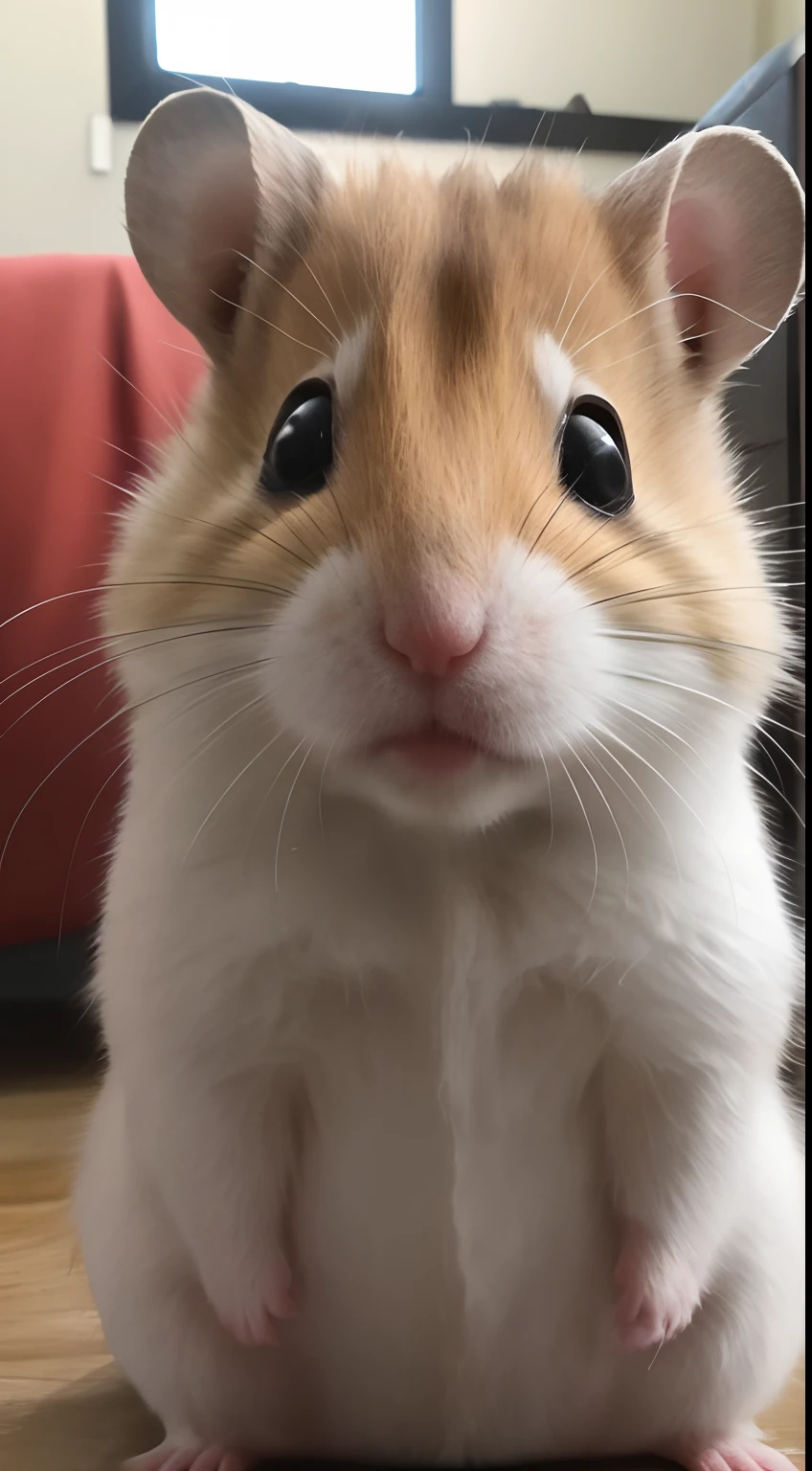 Foto RAW em sequencia, uma foto de hamster, ((selfie da parte superior do corpo, feliz)), Biting Feed, rosto detalhado, planos de fundo detalhados pouco desfocados, luzes naturais, HDR, foto realista, foto profissional, flerte com o espectador, hamster fotorrealista, pelo natural, 8k UHD, alta qualidade, filmic grain, Fujifilm XT3