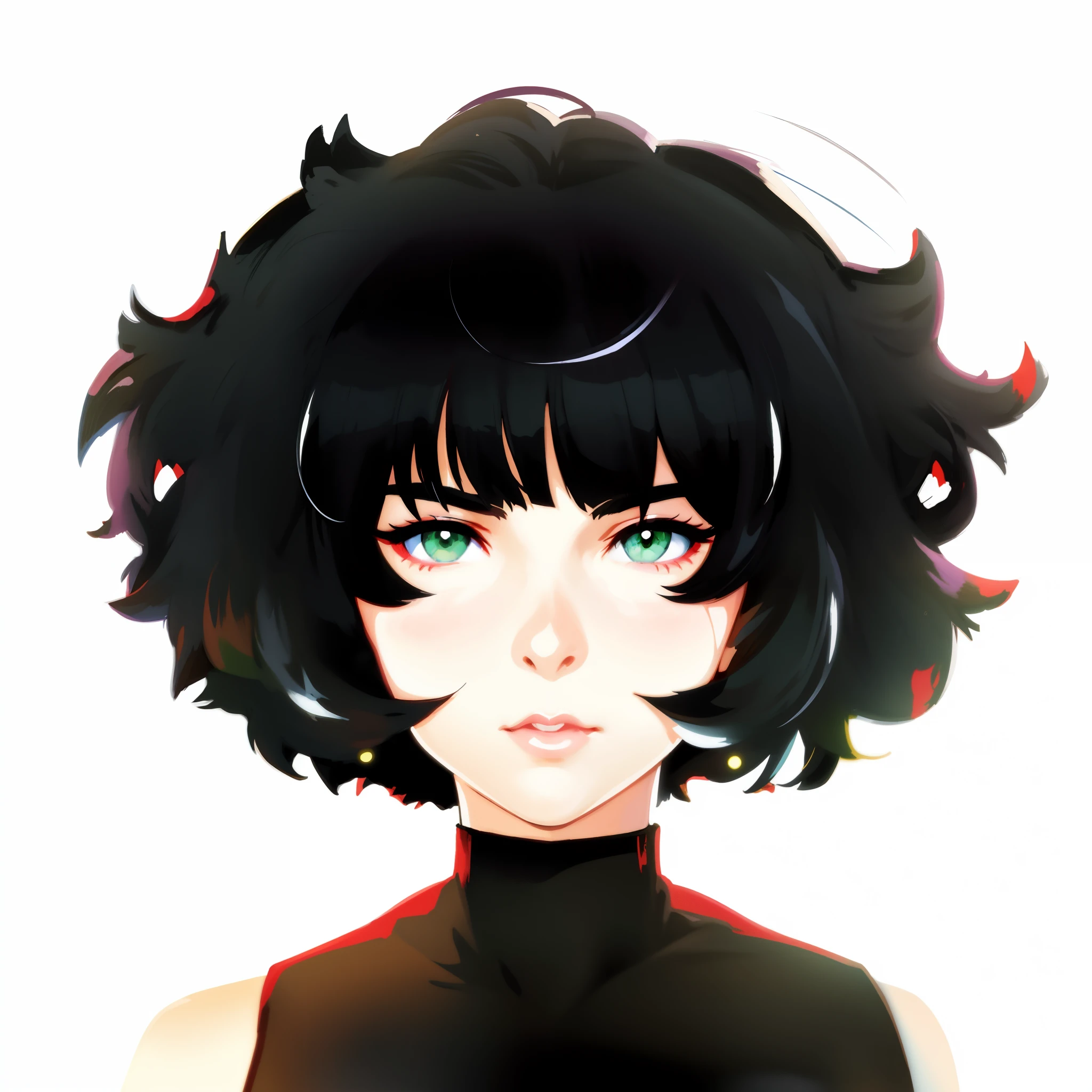 anime girl with black hair and green eyes in a black dress, anime style portrait, anime styled digital art, in the art style of bowater, anime style. 8k, ilya kuvshinov style, digital anime illustration, digital art ilya kuvshinov, semirealistic anime style, anime style digital art, digital anime art, stunning anime face portrait gold robot arm, with gold glasses