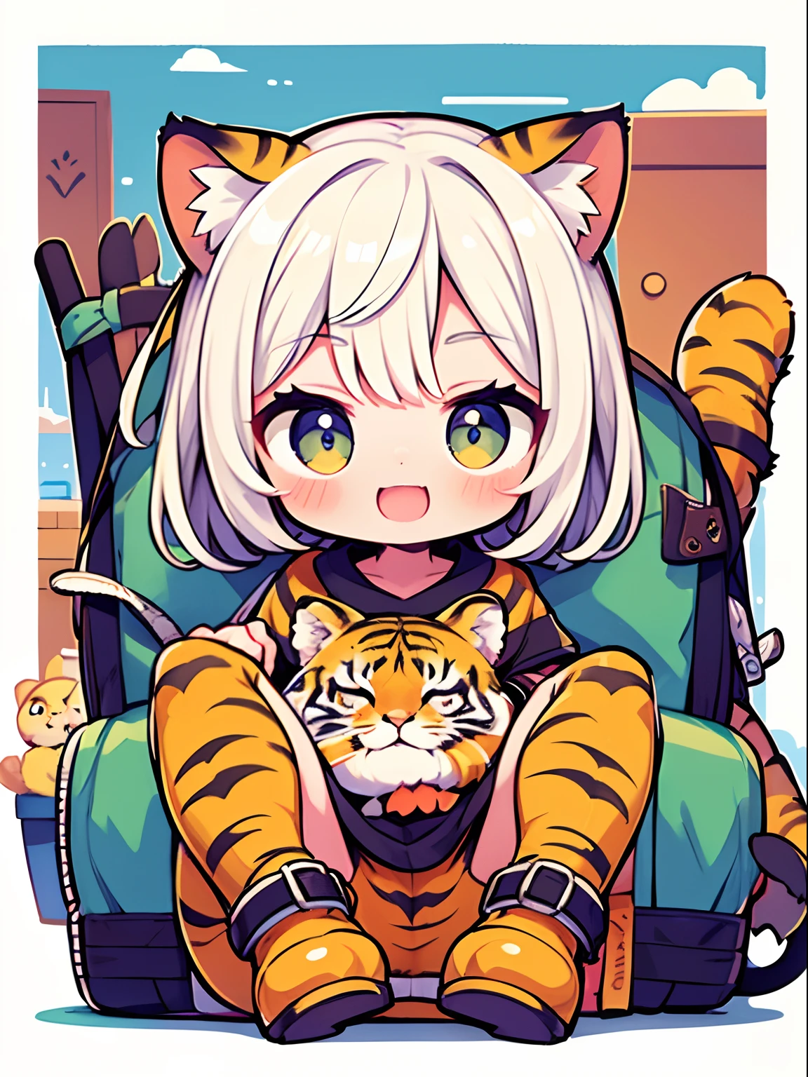 (masterpiece),a tiger-like cute girl,(take off her clothes)(take off her clothes)(take off her clothes)(),chibi,cat ears,(with bright and happy expressions), spread legs,best picture quality and detail,(littlchibi),perfect hands, accurate drawing,