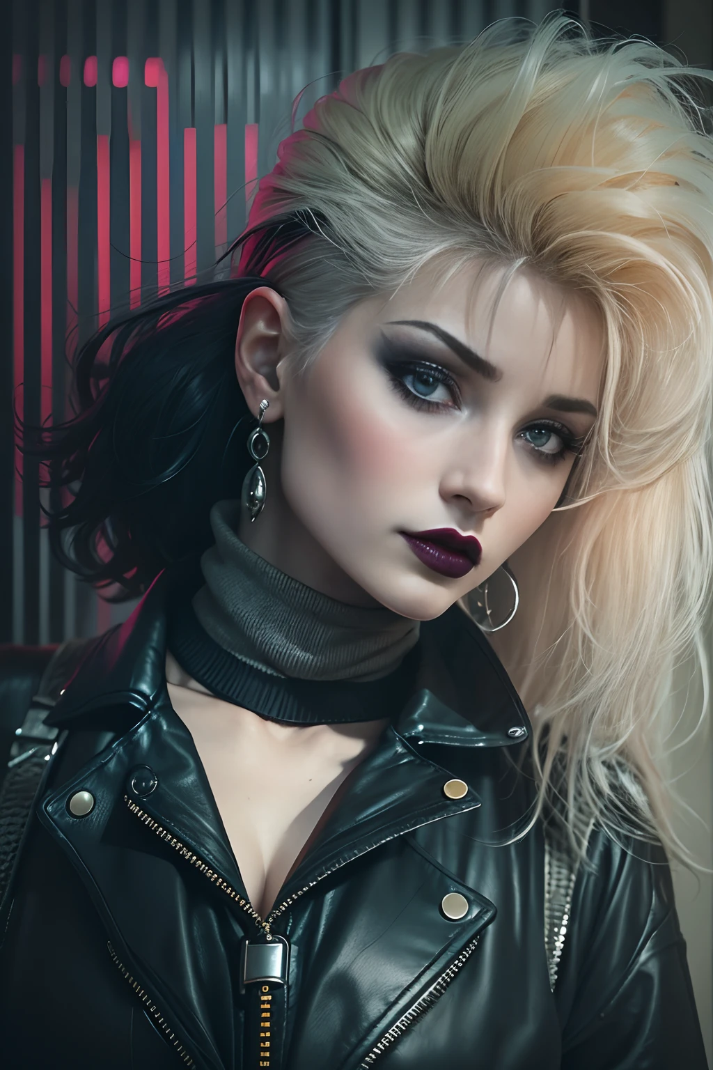 80s, 1girl, goth, siouxsie, cyberpunk, blonde