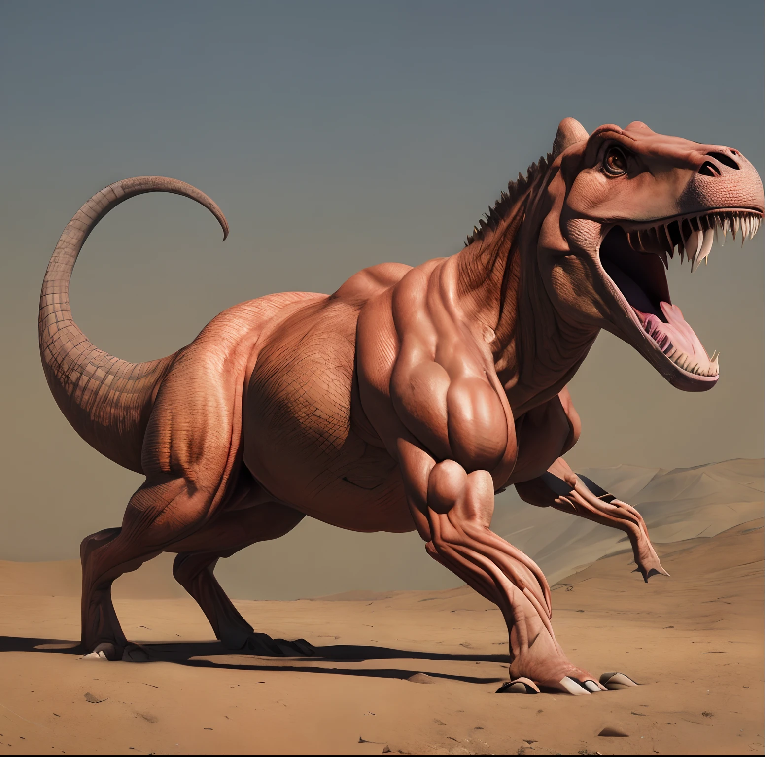 Dinossauro, musculoso, rosto grosso, ombros largos, veias dilatado, detailed muscles