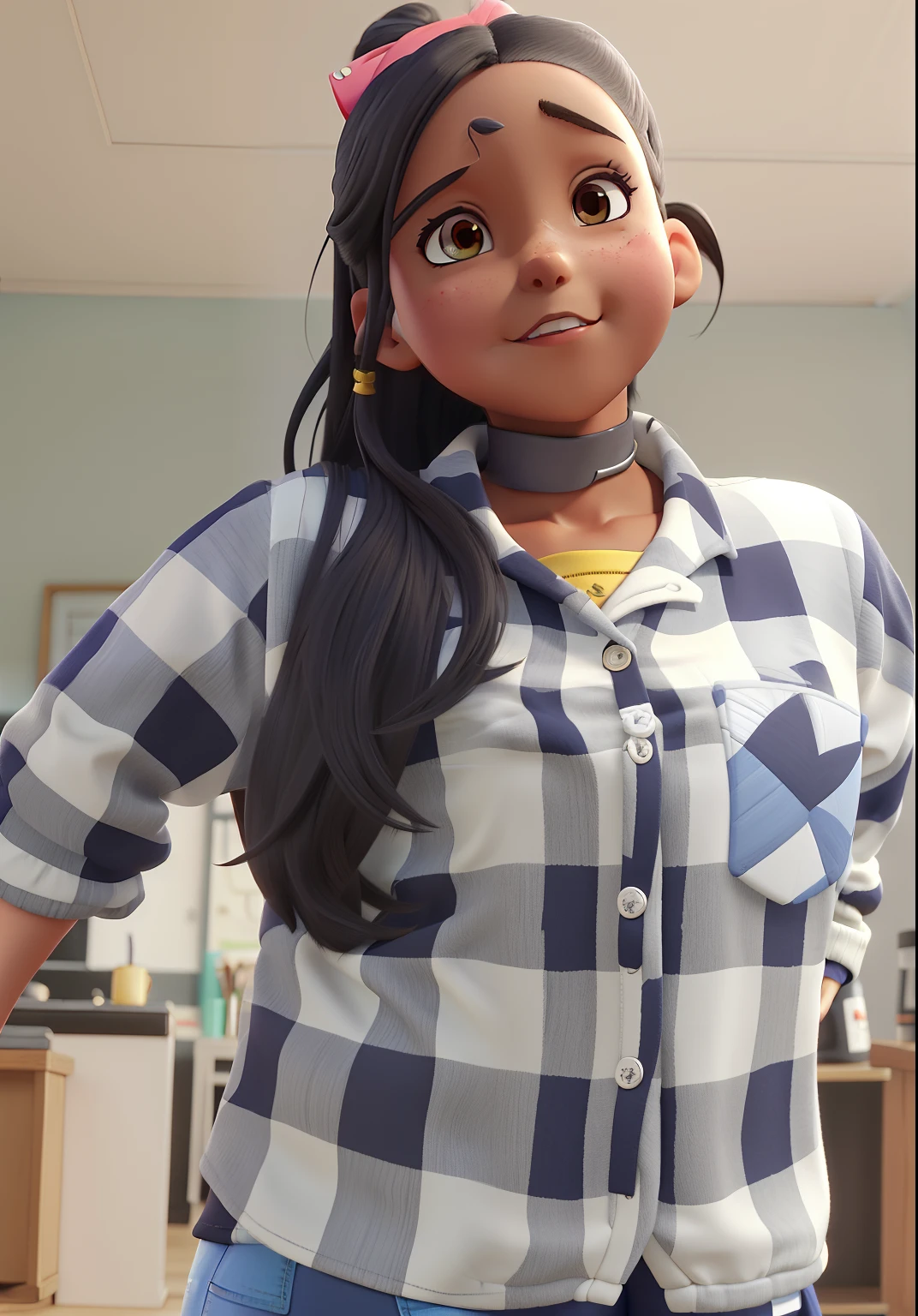 Menina anime com cabelo preto longo e um vestido xadrez Pixiv ArtStation, arte de anime digital detalhada, menina anime bonita, Guweiz em ArtStation Pixiv, estilo anime 4K, Kawacy, retrato bonito do anime, retrato detalhado da menina do anime, mulher bonita do anime, arte detalhada do anime