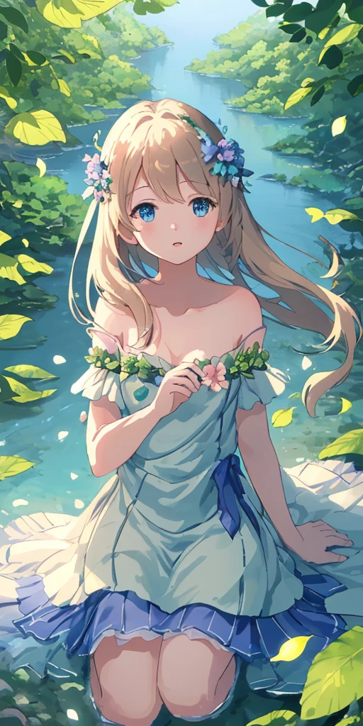 Masterpiece, best quality, (very detailed CG unity 8k wallpaper) (best quality), (best illustration), (best shadows) Nature', blue sea,delicate leaves petals of various colors falling in the air light Tracking, super detailed --v6