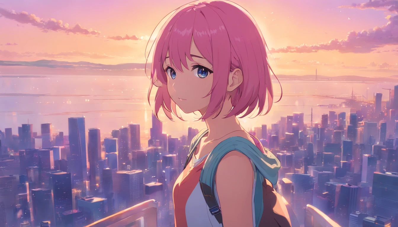 masterpiece、top-quality、ultra-detailliert、Singer girl、Fashionable clothes、Her hair is pink and shoulder-length、Clear、altostratus