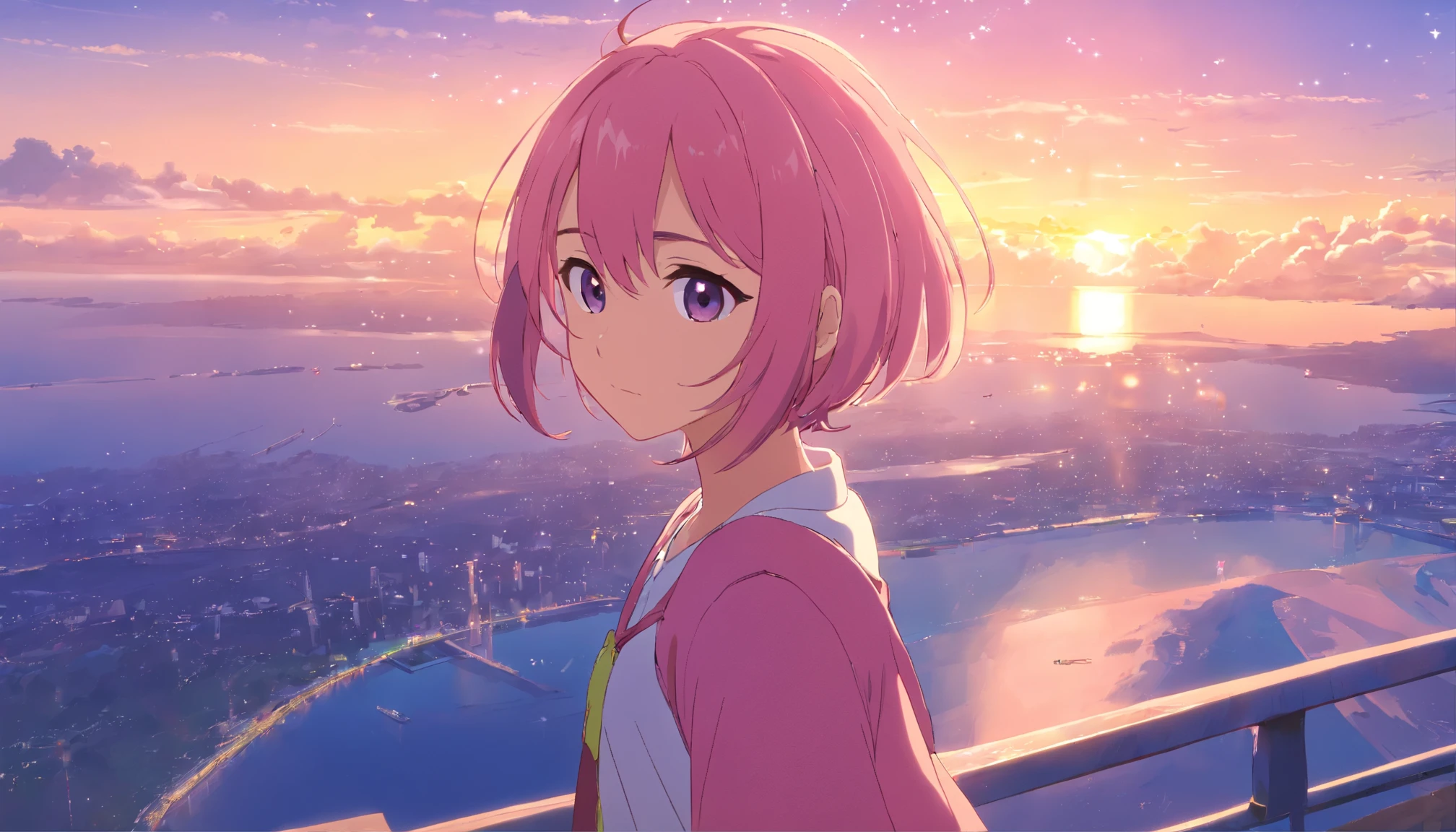masterpiece、top-quality、ultra-detailliert、Singer girl、Fashionable clothes、Her hair is pink and shoulder-length、Clear、altostratus
