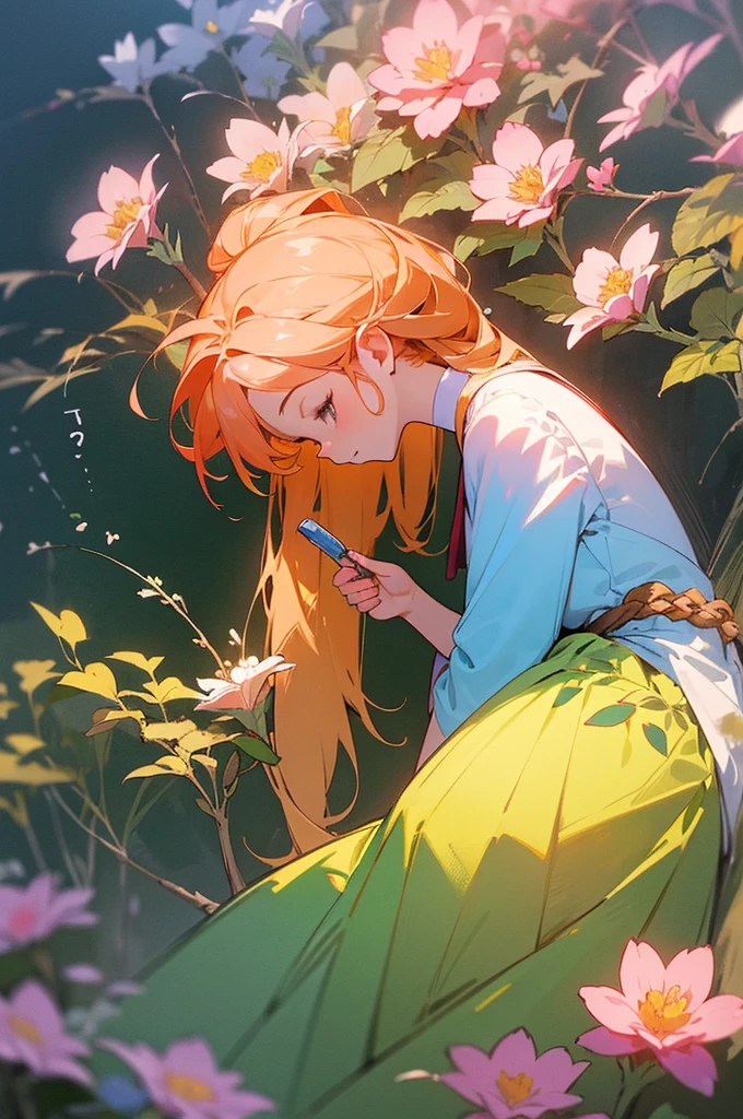 On a beautiful morning,The sky is full of morning glow， A teacher with a back holds chalk and writes on a blackboard. The blackboard is filled with colorful chalk words. The scene is illuminated by the warm glow of the rising sun, Charming background in orange and pink tones.Light，In a beautiful garden，A variety of flowers and plants are in bloom.，The garden is soft and vibrant in colours.，The garden has manicured hedges and neatly arranged flower beds. The whole scene is full of serenity and artistry, Image quality to the highest standard, With excellent detail and clarity. The lighting in the scene is perfectly balanced, Emphasis on teachers and blackboards, It also highlights the natural beauty of the flowers and the warm glow of the sun. This masterpiece blends traditional illustration techniques with modern digital rendering, Produce a unique and captivating artistic style. The colors in the image are vivid and vivid, The overall lighting creates a soft and diffuse atmosphere,。