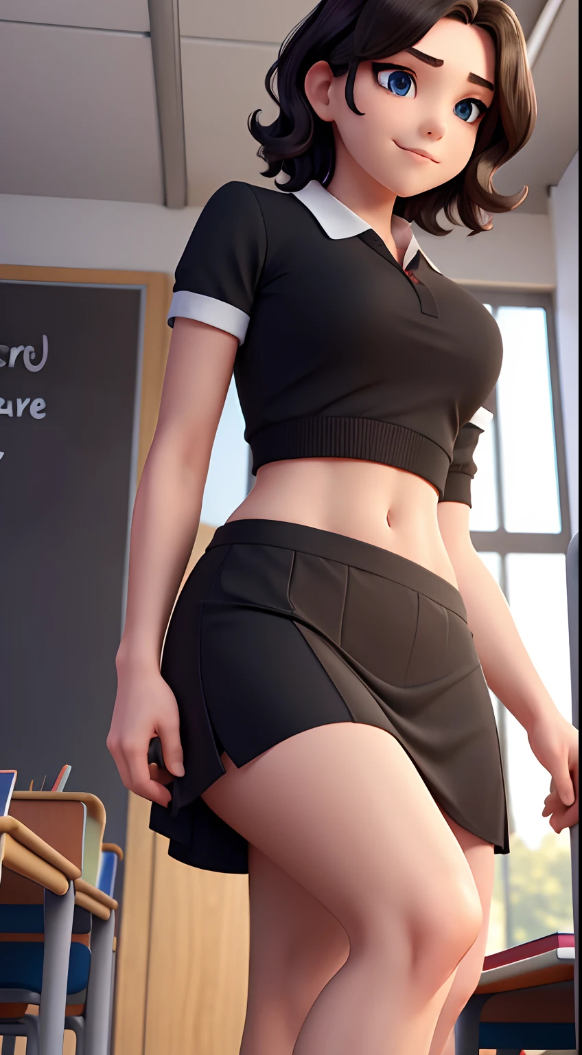 black lingerie, nsfw, (best quality:1.4),(shiny skin), body focus, (cute face), (((best quality))), illustration, ((Beautiful Finger)), , Beautiful body, Beautiful character design, midriff, (parted lips:1.4), (nose blush:1.2), ((breasts visible, Showing breasts)), (cinematic lighting), ((high-angle view)), (half body shadow), [backlighting], [crepuscular ray], [detailed ambient light], [gray natural lighting], [ambient light on the belly],  [explict content], [sharp focus], (questionable content), (shaded), ((masterpiece), Commission for High Res, masterpiece, best quality, detailed image, bright colors, detailed face, perfect lighting, perfect shadows, perfect eyes, flawless face, gorgeous body, shiny body, center focus, gaze at the viewer, solo, (masterpiece:1.21), (best quality:1.2), (illustration:1.2), (cinematic lighting:1.3), ，inside in room,extremely detailed face, (cute face), perfect lighting, extremely detailed CG, (perfect hands, perfect anatomy),(half ass:1.2), (medium ass:0.8), panties, small breasts, Masturbation，,perfect lighting, Colorful, Bright_Front_face_Lighting, ultra high res, highres, absurdres:1.2, bokeh:1.2, lens flare, (vibrant_color:1.2), (Beautiful, medium breasts:1.6), (thick thighs:1.1), THICK, 
1girl, Brown hair in a low ponytail, rounded glasses, brown eyes, lustful expression, silver hoop earrings, topless, purple plaid skirt, barefoot, arms crossed, frontal view, (:1.2), 