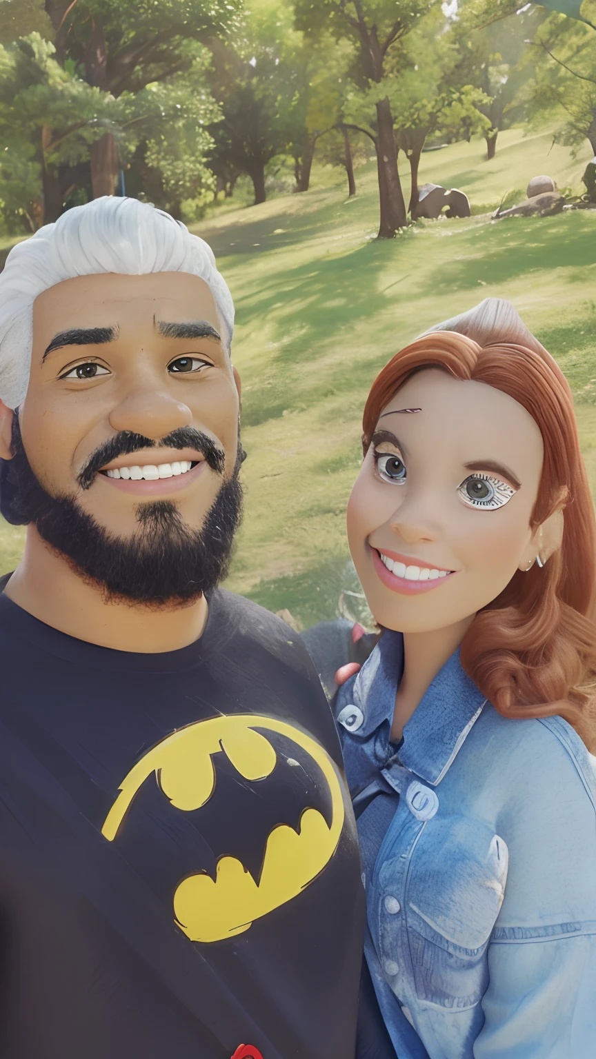 cartaz de filme da Disney desenho cartoon, homem negro careca, mulher ruiva. Quero um desenho com a imagem perfeita. Disney Pixar Unique Traits. Homem da pele negra