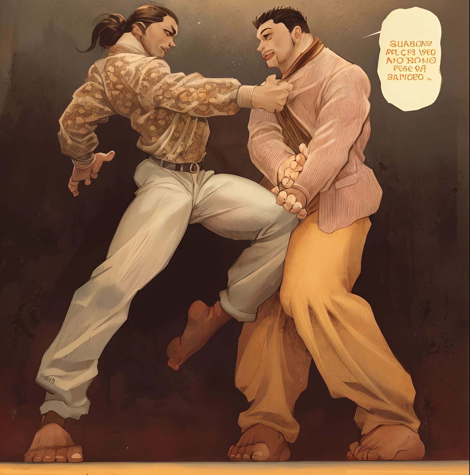 An Olympic judo match is taking place and fierce fighting is taking place.