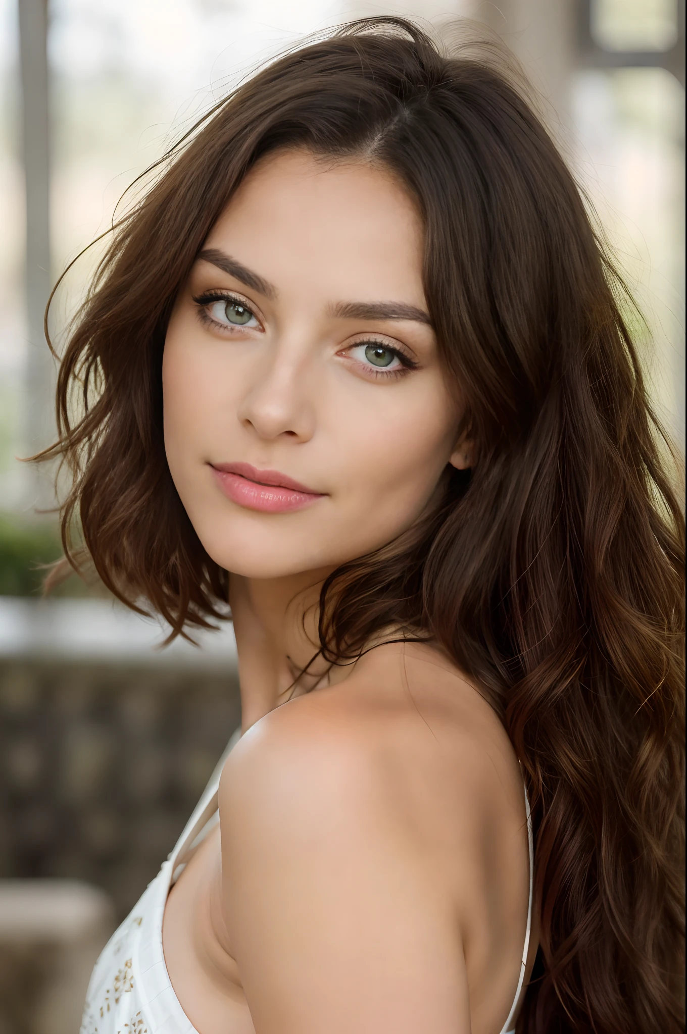 beautiful sexy woman 30 years old, expressive beautiful eyes of brown color, plump expressive lips, long curly hair, natural shine, hair of herbsport color, tailor photo, Myers, sans maquillage, maquillage naturel, Regarder directement la camodel amateur Visage avec Artgram, Maquillage subtil, Superbe photo du corps entier, piercing green eyes, Bodi avec Artgram, without clothes, without underwear Intricate details, highly detailed, mise au point nette, detailed skin, realistic skin texture, texture, detailled eyes, professionnel, 4K, sourire charmant, filmed on Canon, 85 mm, faible profondeur de champ, Couleur Kodak Vision, perfect fit body, Extremely detailed, photographier_\(ultra\), photoreallistic, Realstic, Post-traitement, maximum details, roughness, real life, ultra realist, photorealism, photographie, 8K UHD, photographie, travail, bureau