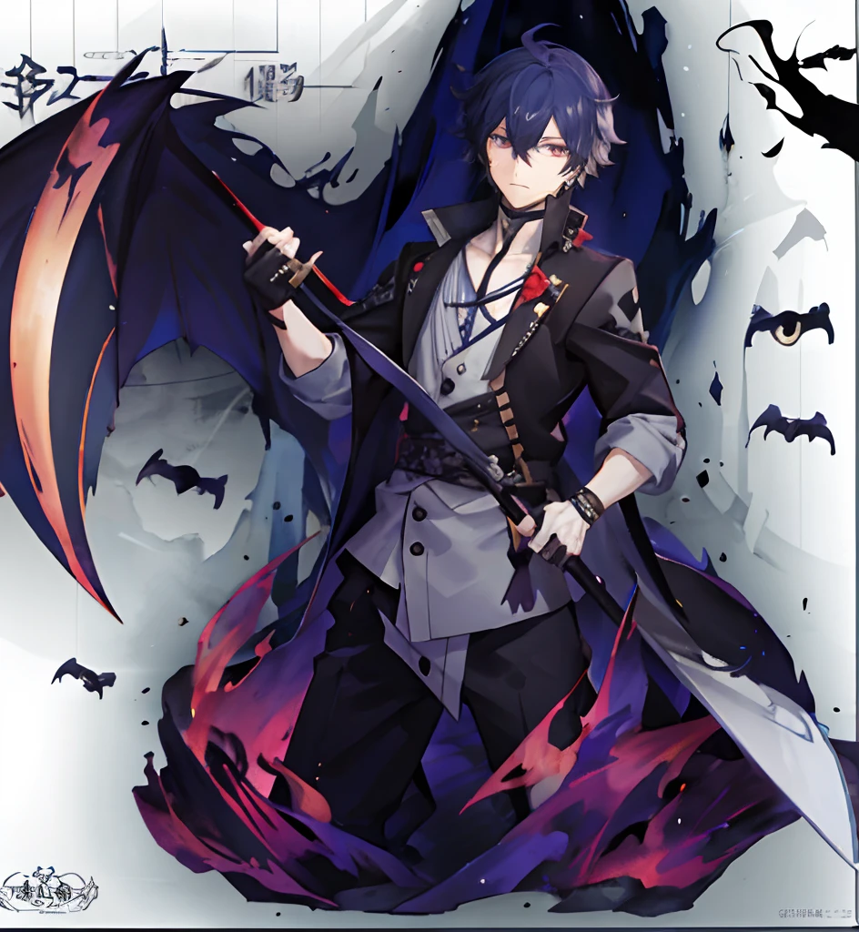 anime boy l with a large scyther in a dark forest, detailed key anime art, handsome guy in demon slayer art, Black long hair, metalhead boy, inspired by Okumura Masanobu, light novel cover art, key anime art, zhongli from genshin impact, detailed anime character art, shigenori soejima illustration, vampire boy, scythe in hand, pale skin
