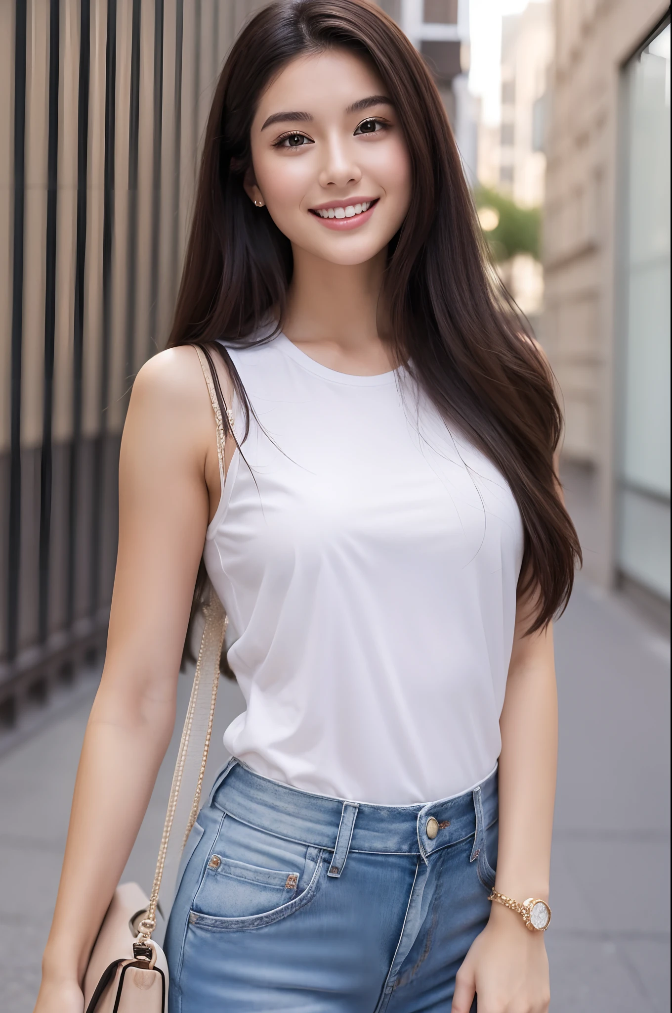 25 year old beautiful woman、a smile、Whole-body generation