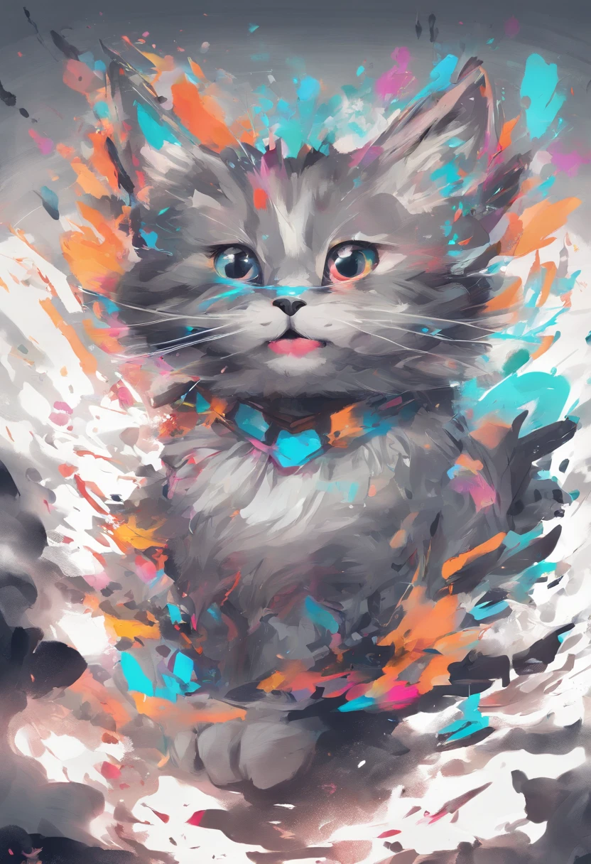 arte splash, a cat head, juba bem detalhada ((fundo branco)), olhos penetrantes, epic instagram, art-station, estilo splash de tinta colorida+, contorno, hiperdetalhado intricadamente detalhado, Motor irreal, genial, detalhes intrincados, tela inicial, cores complementares, conceito realista arte, 8K分辨率, obra-prima do deviantart, oil-painting, pinceladas pesadas, pingos de tinta, artes de salpicos