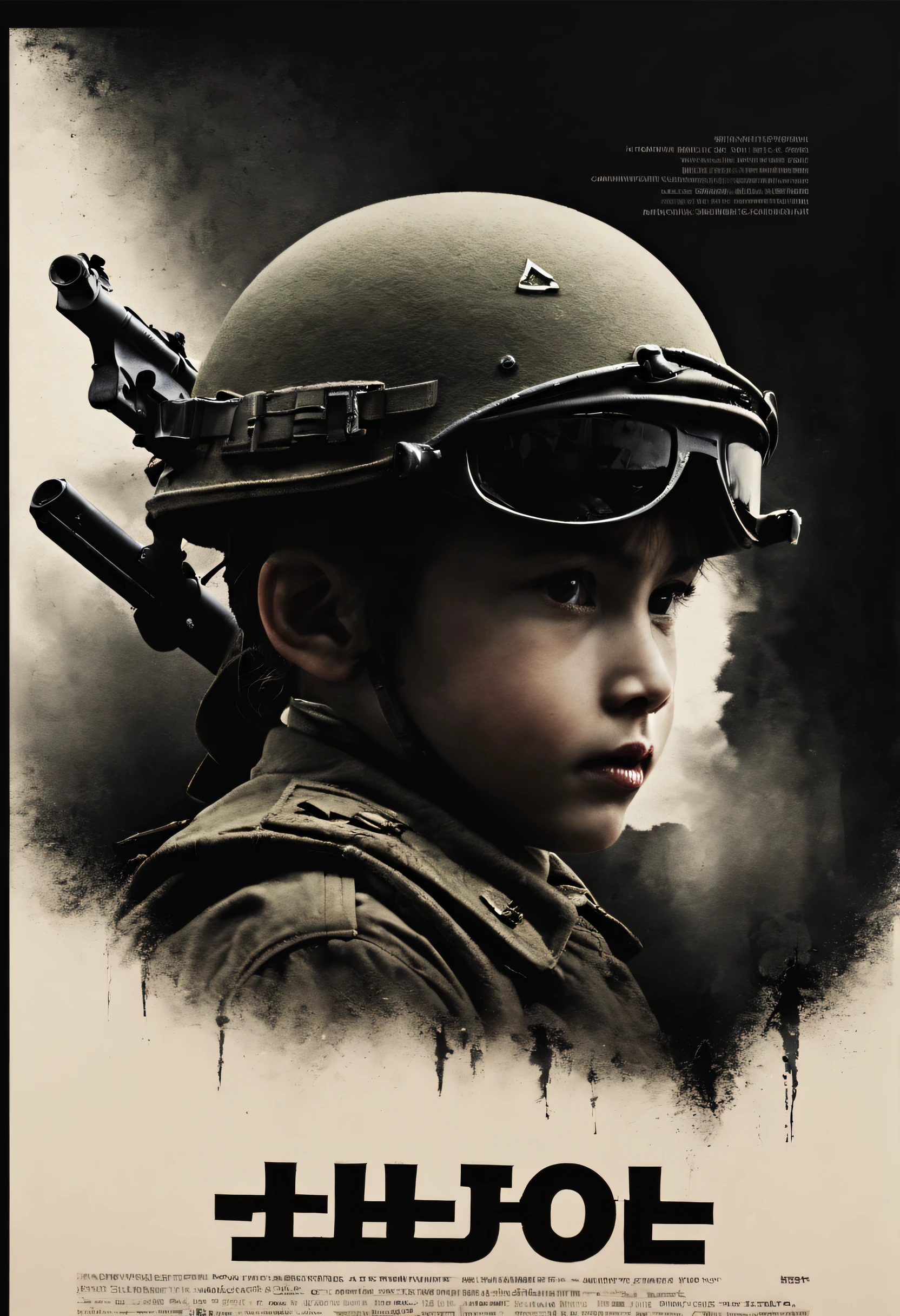 ((cinematic ligh《Children in war》poster for, 80s movie poster，At the top there is the inscription "Against the War".，At the bottom is the words "Caring for Children".))，title, and credits, A high resolution, Ultra-detailed, Vivid colors, Dramatic lighting, Realistic, sportrait, Bokeh, Cinematic, CreativeDesign, Intense atmosphere, Dark background, suspenseful, shadowy figures, Melancholy tone, Excellent typography, Artistic composition, Dynamic angles, Contrasting colors, Depth of field, striking visual effects, Strong emotions, Haunting images, captivating visuals, Atmospheric settings, theatrical, mystical ambiance, delicate craftsmanship, Real Persono, intriguing narrative, Professional artwork, Engaging storyline, mystical expressions, Cinematic style, Thought-provoking symbolism, Engaging poster design, Iconic visuals, Intelligent execution, Visually stunning, Visual appeal, attention-grabbing, memorable, Reminiscent of classic movie posters，