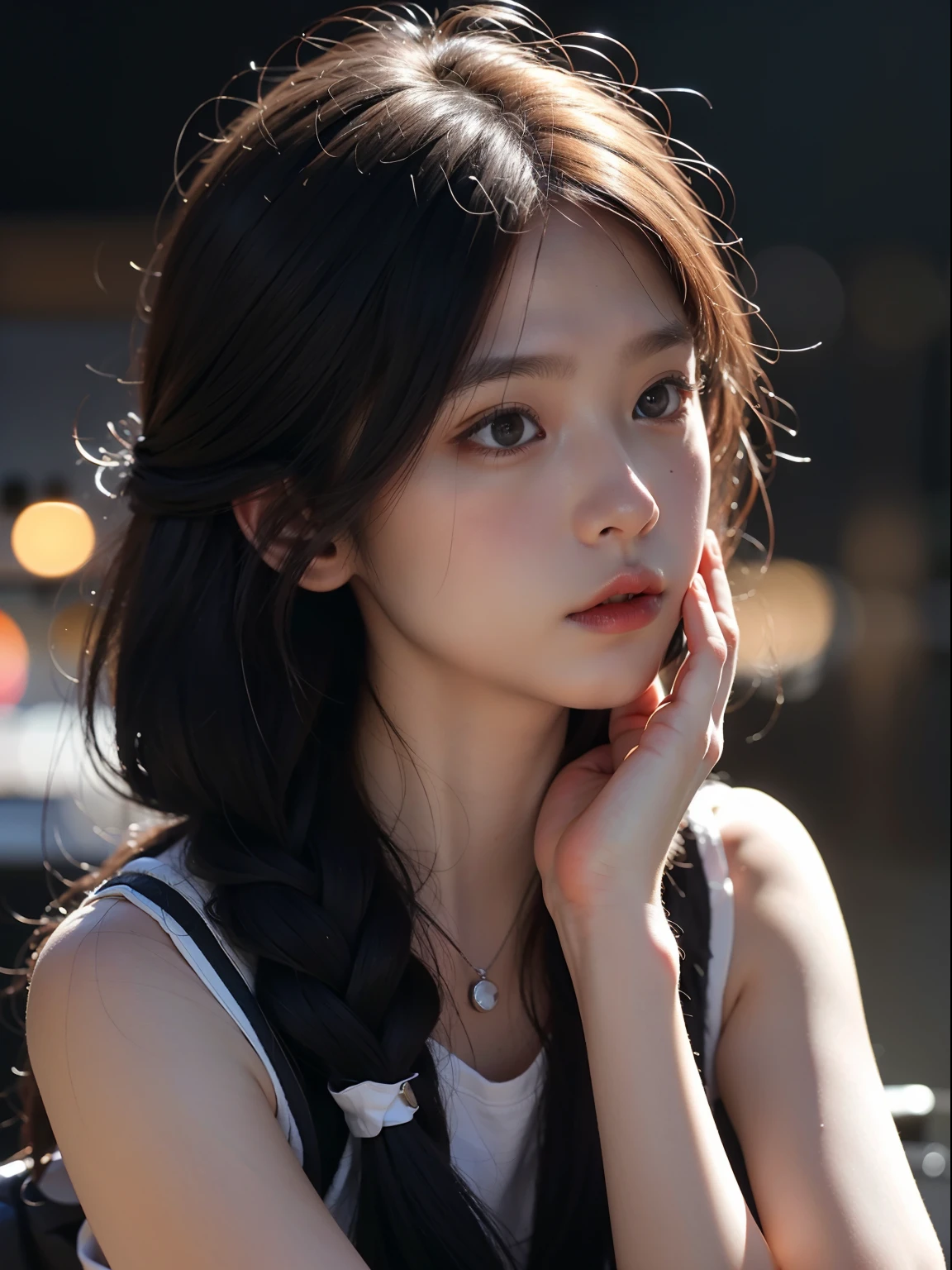 best qualtiy,RAW photos,(tmasterpiece:1.2),realisticlying,A high resolution,1girll,cinmatic lighting,depth of fields,