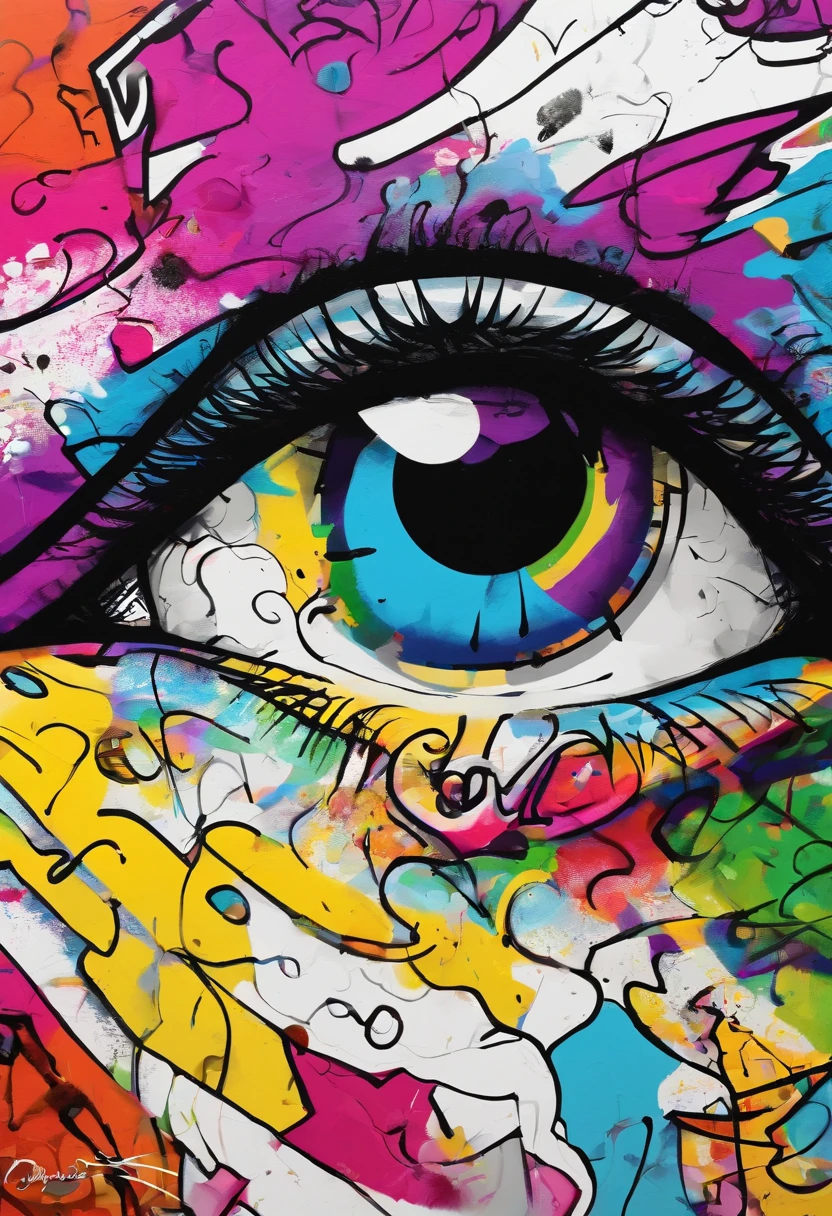 arte splash, grafismo, Geometric figures, Rainbow, grafitti, romero britto, galinha head, juba bem detalhada ((fundo branco)), olhos penetrantes, galinha colorida, abstrato, epic instagram, art-station, estilo splash de tinta colorida+, contorno, hiperdetalhado intricadamente detalhado, Motor irreal, genial, detalhes intrincados, tela inicial, cores complementares, conceito realista arte, 8K分辨率, obra-prima do deviantart, oil-painting, pinceladas pesadas, pingos de tinta, artes de salpicos