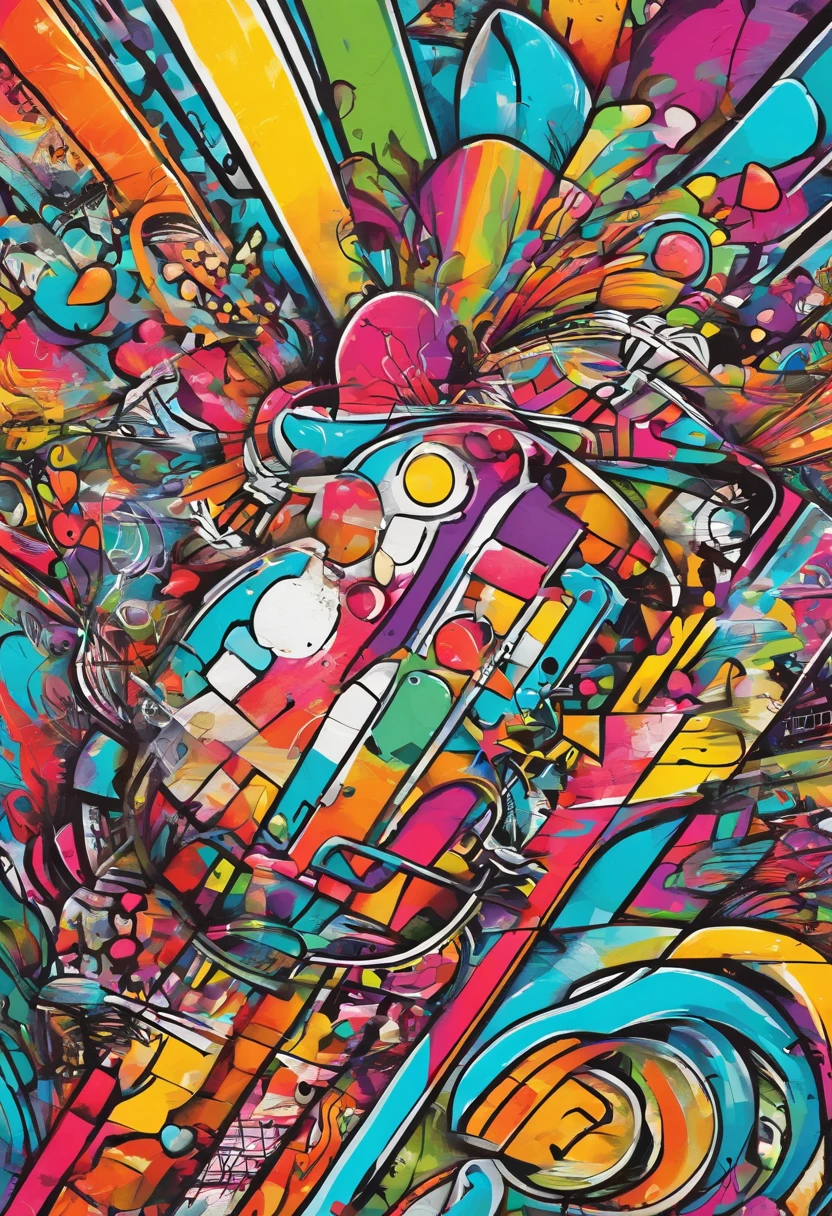arte splash, grafismo, Geometric figures, Rainbow, grafitti, romero britto, galinha head, juba bem detalhada ((fundo branco)), olhos penetrantes, galinha colorida, abstrato, epic instagram, art-station, estilo splash de tinta colorida+, contorno, hiperdetalhado intricadamente detalhado, Motor irreal, genial, detalhes intrincados, tela inicial, cores complementares, conceito realista arte, 8K分辨率, obra-prima do deviantart, oil-painting, pinceladas pesadas, pingos de tinta, artes de salpicos