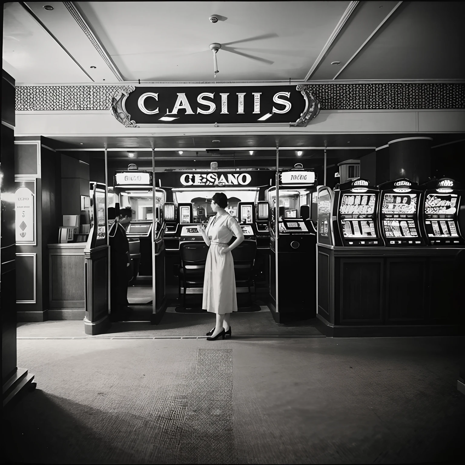Realistic vintage photo inside casino