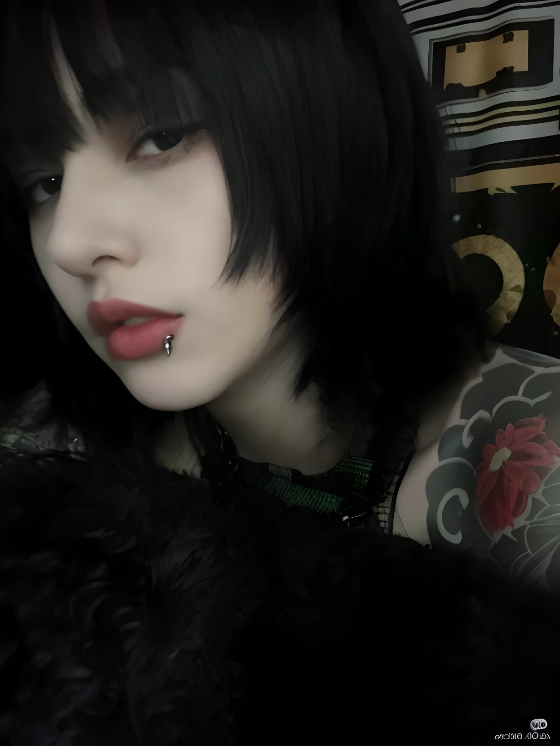 Mujer arafed con cabello negro y piercings en la cara, 1 7 - year - old goth girl, 1 7 - year - old anime goth girl, goth girl aesthetic, Ella tiene el pelo negro con flequillo, cruel korean goth girl, pale goth beauty, goth girl, ojos oscuros y penetrantes, Sui Ishida con cabello negro, cabello blackbangs cabello, gothic aesthetic