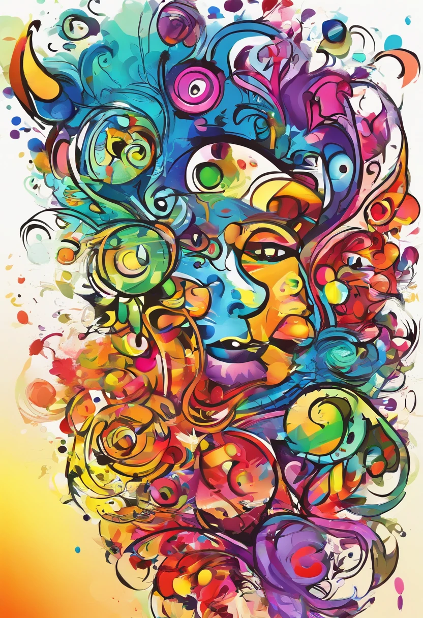 arte splash, grafismo, diverse and playful geometric figures, Rainbow, grafitti, romero britto,um jumentinho head, juba bem detalhada ((fundo branco)), olhos penetrantes, asno burrinho jegue colorido, abstrato, epic instagram, art-station, estilo splash de tinta colorida+, contorno, hiperdetalhado intricadamente detalhado, genial, detalhes intrincados, tela inicial, cores complementares, conceito realista arte, 8K, obra-prima do deviantart, oil-painting, pinceladas pesadas, pingos de tinta, artes de salpicos.