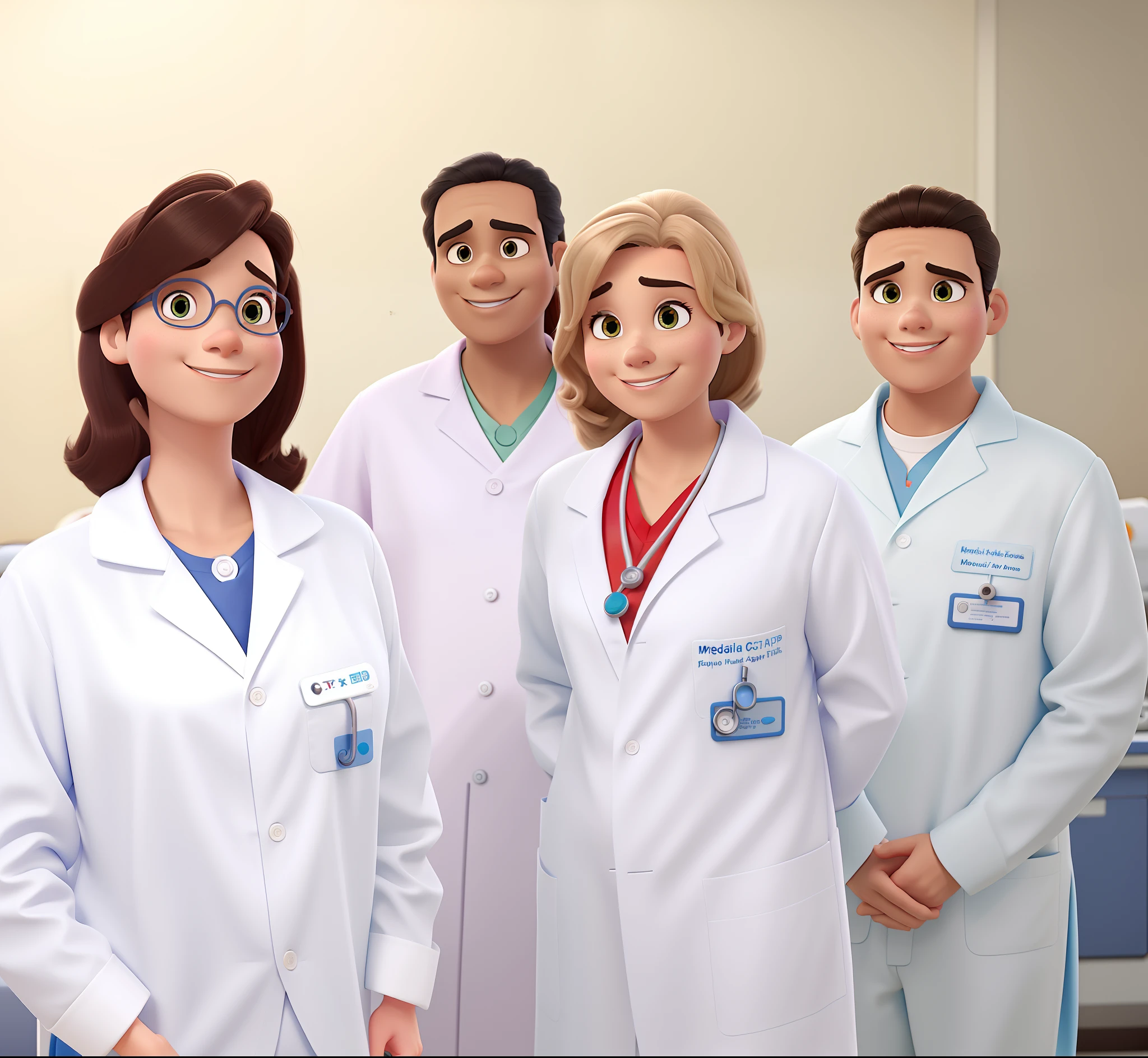 Medical staff in Disney Pixar-style hospital, alta qualidade, melhor qualidade.