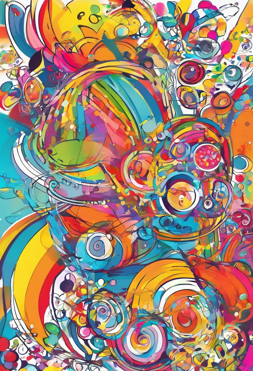 arte splash, grafismo, diverse and playful geometric figures, Rainbow, grafitti, romero britto, uma gatinha head, juba bem detalhada ((fundo branco)), olhos penetrantes, gatinha bem colorida, abstrato, epic instagram, art-station, estilo splash de tinta colorida+, contorno, hiperdetalhado intricadamente detalhado, genial, detalhes intrincados, tela inicial, cores complementares, conceito realista arte, 8K, obra-prima do deviantart, oil-painting, pinceladas pesadas, pingos de tinta, artes de salpicos.