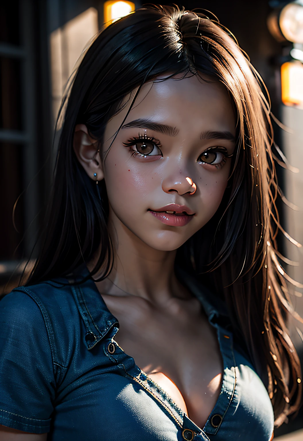 masterpiece, best quality, half body, portrait, night city, 1girl, ((Jenna Ortega)), anime, 3D, pixar, realistic, girl, smiling, cute face, harajuku fashion style, rain coat, mini top, sexy top, very small top, jeans short, mini short, thigh clothes, beautiful, colourful, neon lights, cyberpunk, smooth skin, illustration, artstation, painting by stanley artgerm lau, sideways glance, foreshortening, extremely detailed 8K, smooth, high resolution, ultra quality, highly detail eyes, highly detail mouth, highly detailed face, perfect eyes, both eyes are the same, true light, glare, Iridescent, Global illumination, real hair movement, real light, real shadow, real face, hd, 2k, 4k, 8k, 16k, realistic light, realistic shadow, bright Eyes, fluorescent eyes, soft light, dream light small_breasts