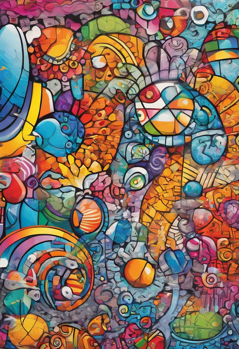grafismo, diverse and playful geometric figures, Rainbow, romero britto, uma gata head, juba bem detalhada ((fundo branco)), olhos penetrantes, gatinha colorida, delicada e alegre, abstrato, epic instagram, art-station, toque de estilo splash de tinta colorida+, contorno, hiperdetalhado intricadamente detalhado, genial, detalhes intrincados, tela inicial, cores complementares, conceito realista abstrato romero britto de arte, 8K, obra-prima do deviantart, oil-painting, pinceladas pesadas, pingos de tinta, artes de salpicos.
