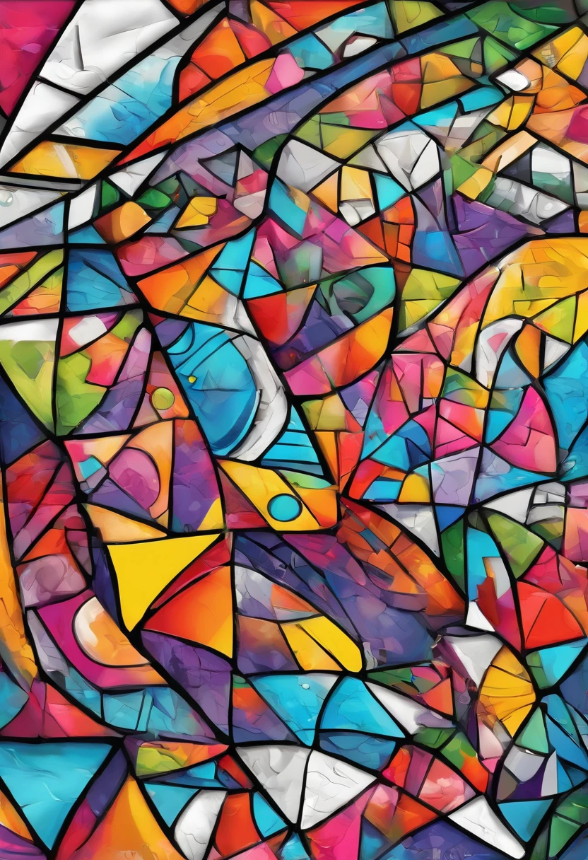 grafismo, diverse and playful geometric figures, Rainbow, romero britto, uma gata head, juba bem detalhada ((fundo branco)), olhos penetrantes, gatinha colorida, delicada e alegre, abstrato, epic instagram, art-station, toque de estilo splash de tinta colorida+, contorno, hiperdetalhado intricadamente detalhado, genial, detalhes intrincados, tela inicial, cores complementares, conceito realista abstrato romero britto de arte, 8K, obra-prima do deviantart, oil-painting, pinceladas pesadas, pingos de tinta, artes de salpicos.