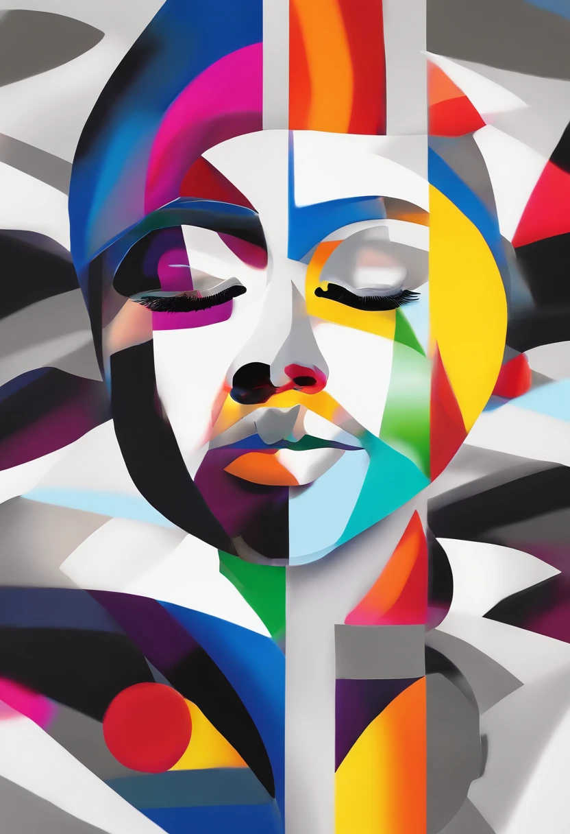 grafismo, diverse and playful geometric figures, Rainbow, romero britto, uma gata head, juba bem detalhada ((fundo branco)), olhos penetrantes, gatinha colorida, delicada e alegre, abstrato, epic instagram, art-station, toque de estilo splash de tinta colorida+, contorno, hiperdetalhado intricadamente detalhado, genial, detalhes intrincados, tela inicial, cores complementares, conceito realista abstrato romero britto de arte, 8K, obra-prima do deviantart, oil-painting, pinceladas pesadas, pingos de tinta, artes de salpicos.
