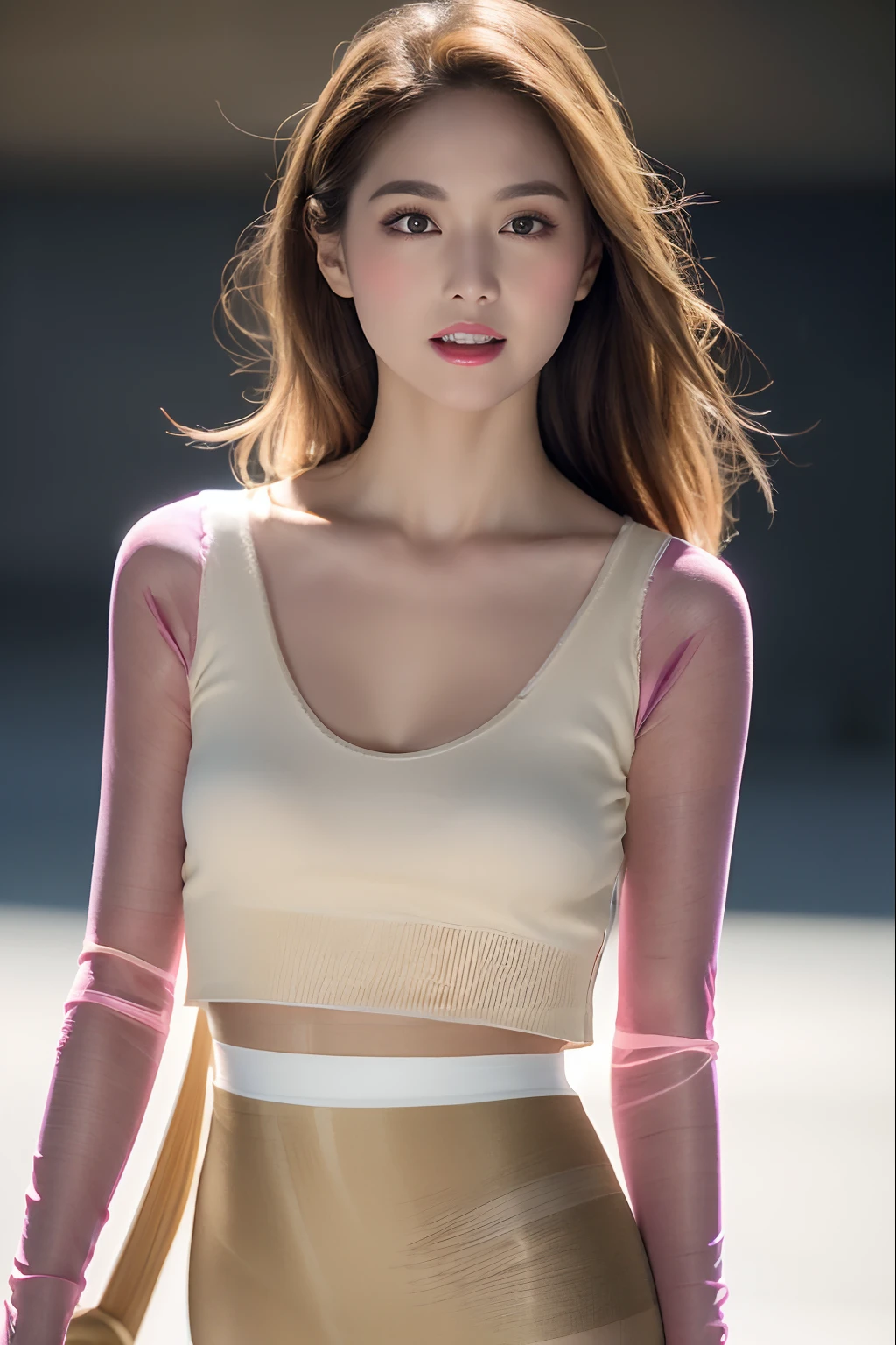 Number of single persons、Ordinary pantyhose、ultra-detailliert、masterpiece、top-quality、超A high resolution、8K、high-level image quality、Real live-action、Photogenic clarity、A detailed eye、gradients、perfect anatomy body proportions ,hard disk、nffsw , Nikon Z9 80mm Lens 、masutepiece、Cinematic lighting, Physically-based rendering, Award-winning, highlydetailed skin, extra detailed face, Eyes with beautiful details, (((Light Light Beige Pantyhose:1.3)))、White lace panties、Minuscule panties、Fancy panties、Detailed panty patterns、panties focus、(((Pink cotton material tight mini skirt))), Light orange tank top、8cm Black Hairpin Heels、(cowgirl position:1.3), (cum in , On the chest and thighs), Very cute 18-year-old adult woman, (Beautiful bright clear brown hair, High Ponytail, Almost closed eyes, Round face), medium breasts with cleavage、(Lifting tight mini skirt made of light beige suede material:1.3), (((nose blush, Naughty))), Looking at the camera、Daytime street、(((Beautiful alignment and snow-white teeth)))、Sparkling eyes、sparkly eyes、Shiny lips with lip gloss、Solo、A woman similar to AV actress Yu Kawakami、Beautiful eyes、Big eyes、