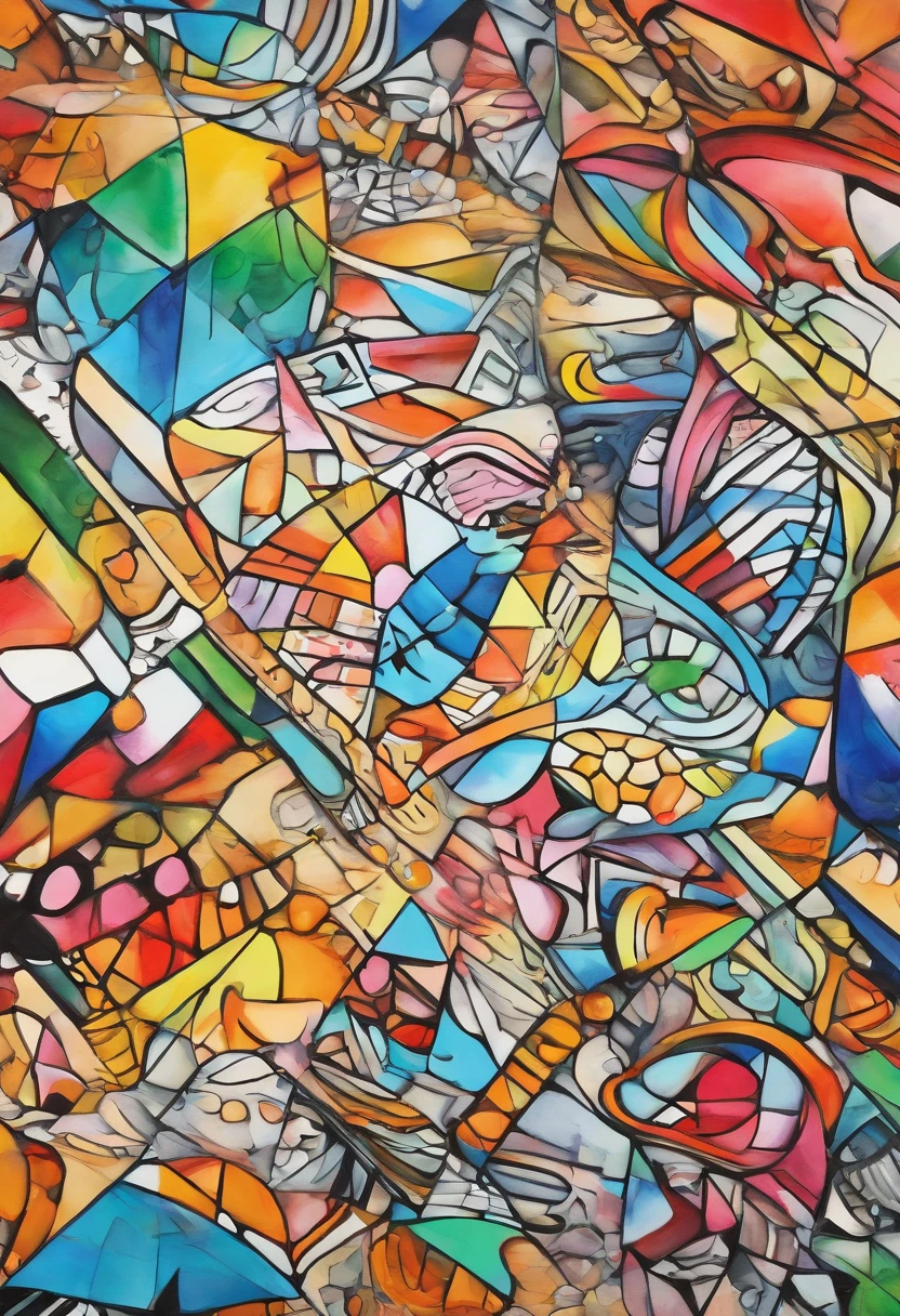 grafismo, diverse and playful geometric figures, Rainbow, romero britto, A chicken from the Brazilian northeastern hinterland, galinha head, juba bem detalhada ((fundo branco)), olhos penetrantes,galinha colorida e alegre, Art Watercolor Painting Oil Paint, abstrato, epic instagram, art-station, toque de estilo splash de tinta colorida+, contorno, hiperdetalhado intricadamente detalhado, genial, detalhes intrincados, tela inicial, cores complementares, conceito realista abstrato romero britto de arte, 8K, obra-prima do deviantart, oil-painting, pinceladas pesadas, pingos de tinta, artes de salpicos.