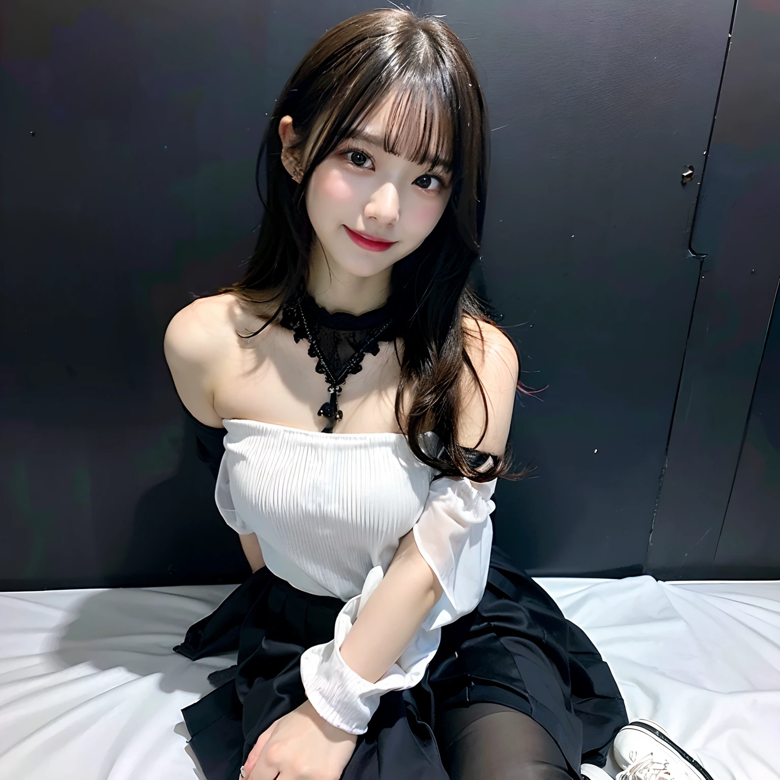 Top quality, Masterpiece, 超高分辨率, (Realistic, : 1.4), Original photo, (True skin texture: 1.3), (filmgrain: 1.3), in a panoramic view, Portrait, Very wide lens, Narrow waist, cowboy lens, (bangs, Inconspicuous, Cold light,) Night, Close-up, Tears, Short hair, neck long, ears sticking out, bangs, Big eyes, Brightly Colored Eyes, In the house, Dust, Tindall effect, (Facial expression), Sitting, (hitting a wall), Crying, Frowning, (Looking down), Nervousness, Tears, smiling happily
one girl, eyes and face with beautiful details, White jabot, pink dark V, Brown eyes,