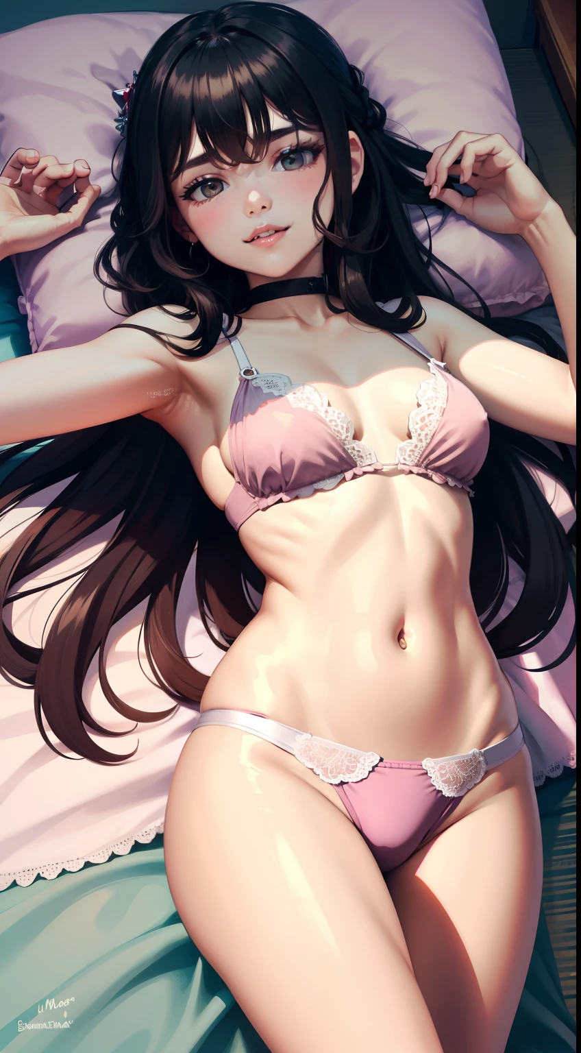 mulher cabelos loiros e longos em top rosa e calcinha de renda semi transprente sentada na cama com meias rosa, sentada em sua cama, jovem adolescente loira,  adolescente pequena quente, usando meias de joelho, sentado na cama, sentada em seu quarto, menina jovem e bonito, menina adole, adolescente hiperrealista, alexa grace, posando na cama, sentado em uma cama, menina jovem bonitlescente bonito sedutor, sorrindo, moist lips ,Malicious image look in high definition